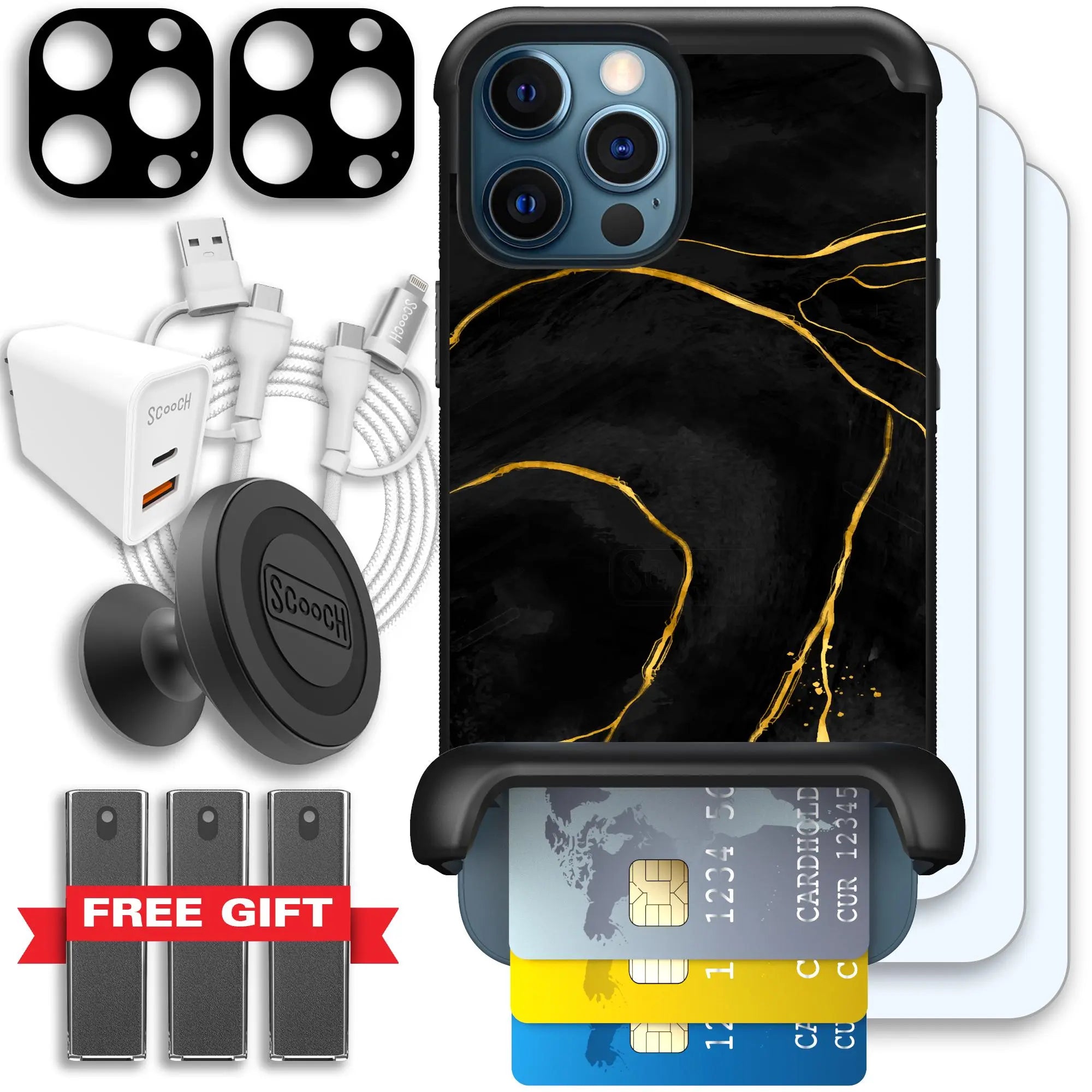 Scooch-Wingmate Ultimate Bundle for iPhone 12 Pro-Black-Marble