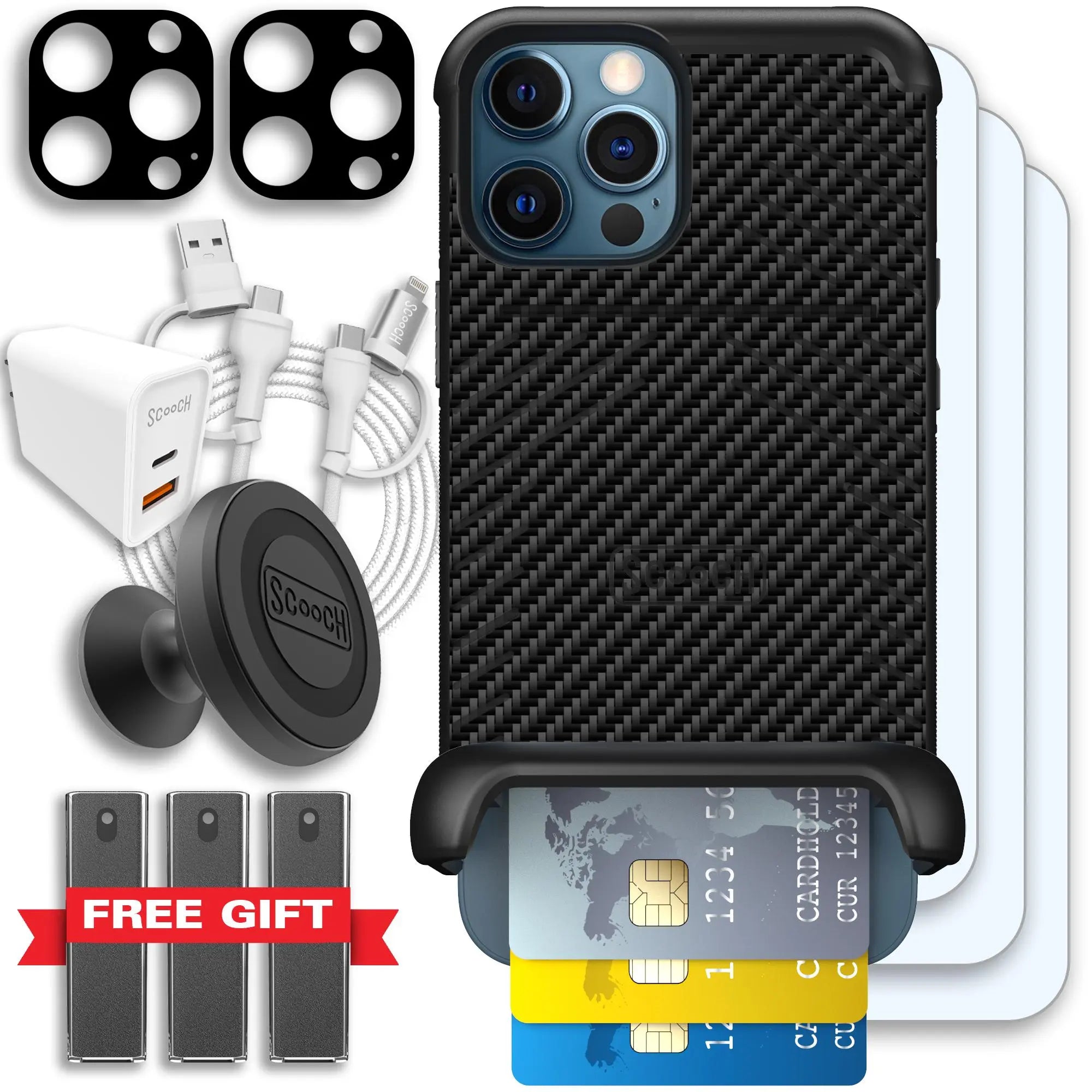 Scooch-Wingmate Ultimate Bundle for iPhone 12 Pro-Carbon-Fiber