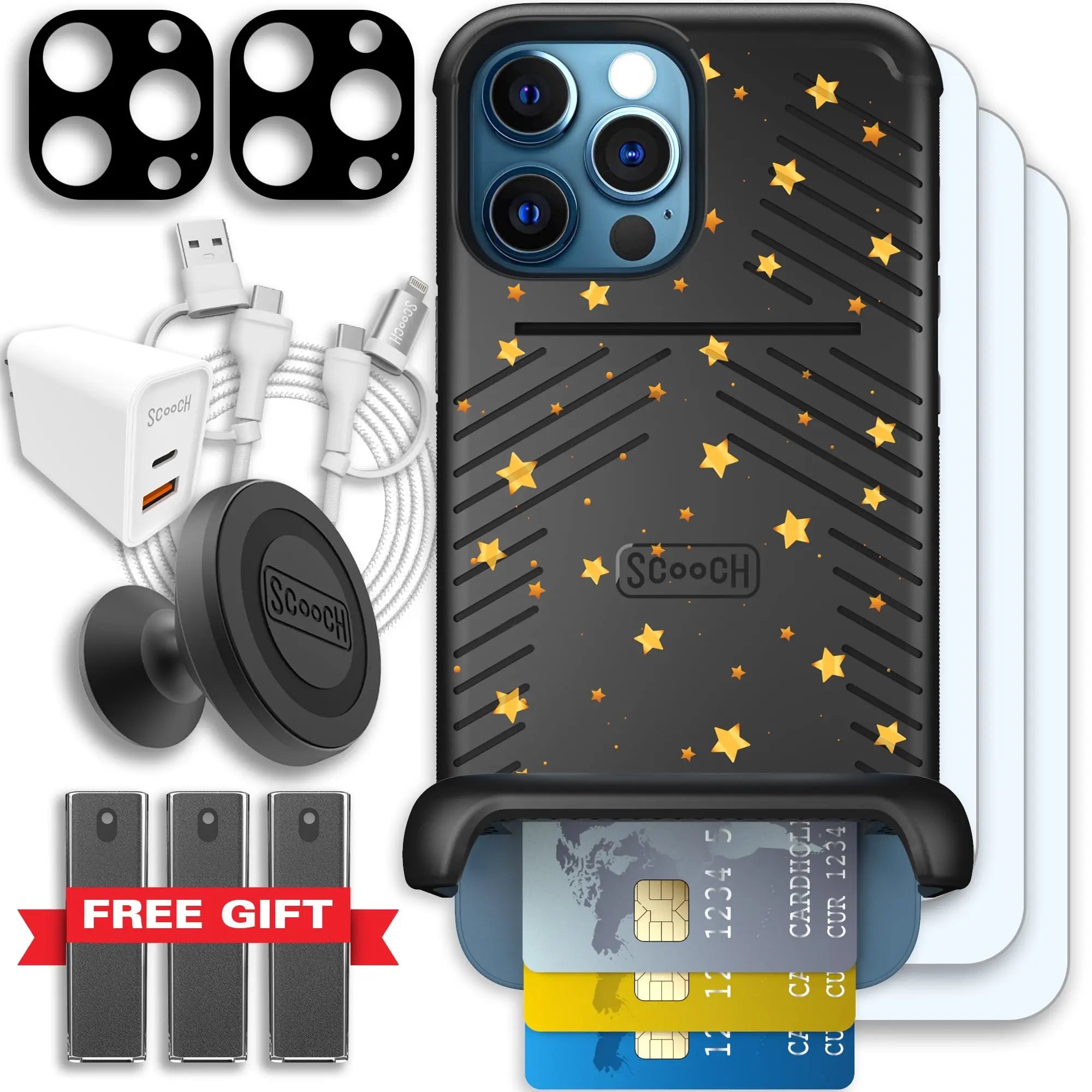 Scooch-Wingmate Ultimate Bundle for iPhone 12 Pro-Gold-Stars