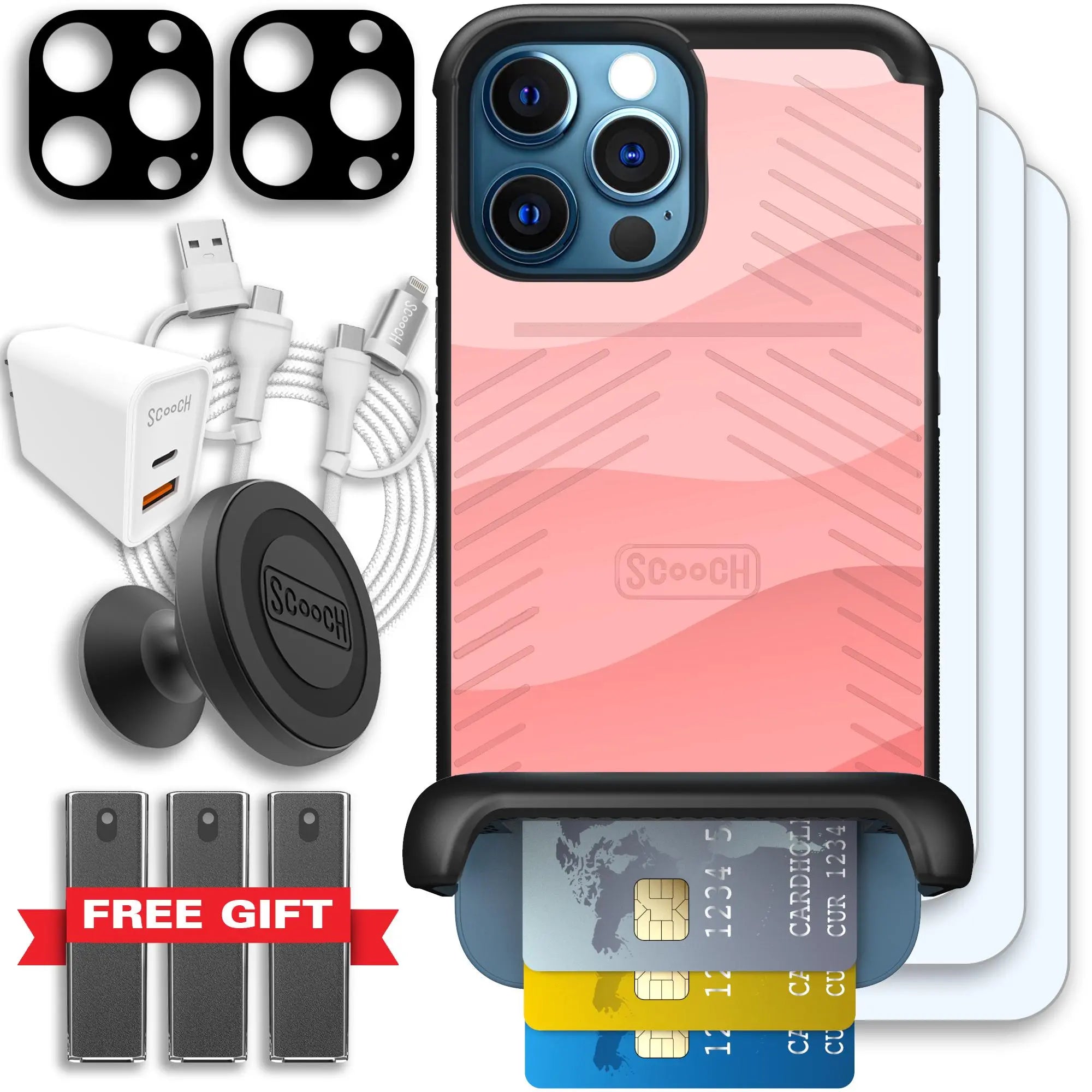 Scooch-Wingmate Ultimate Bundle for iPhone 12 Pro Max-Pink-Waves