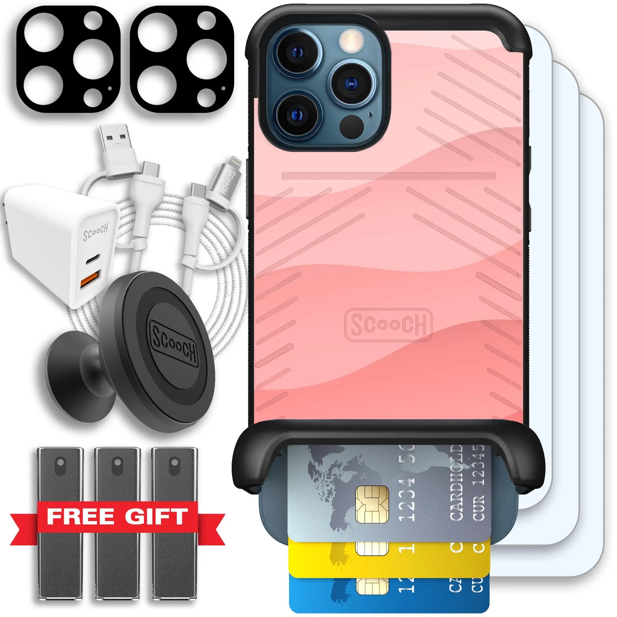 Scooch-Wingmate Ultimate Bundle for iPhone 12 Pro-Pink-Waves