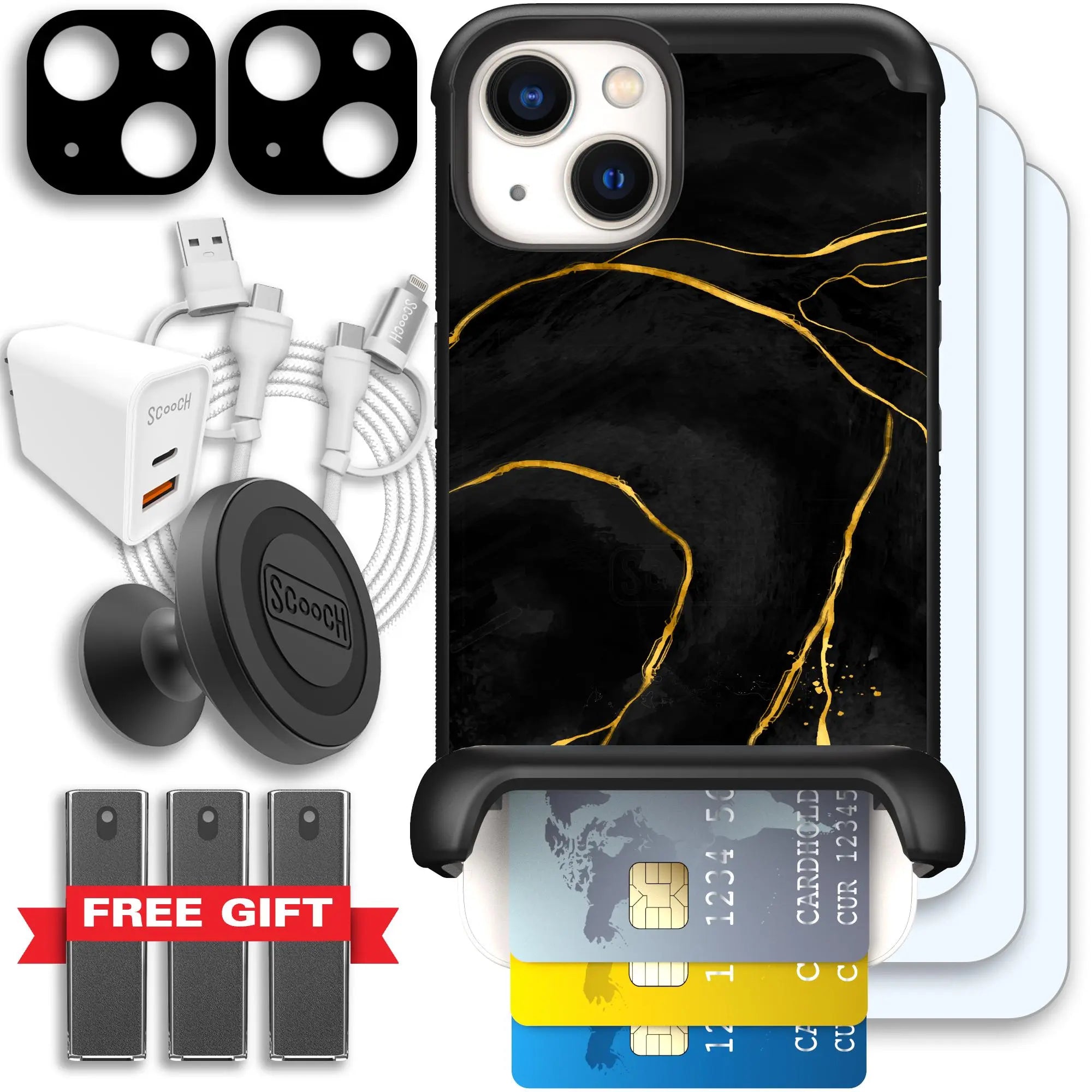 Scooch-Wingmate Ultimate Bundle for iPhone 13-Black-Marble