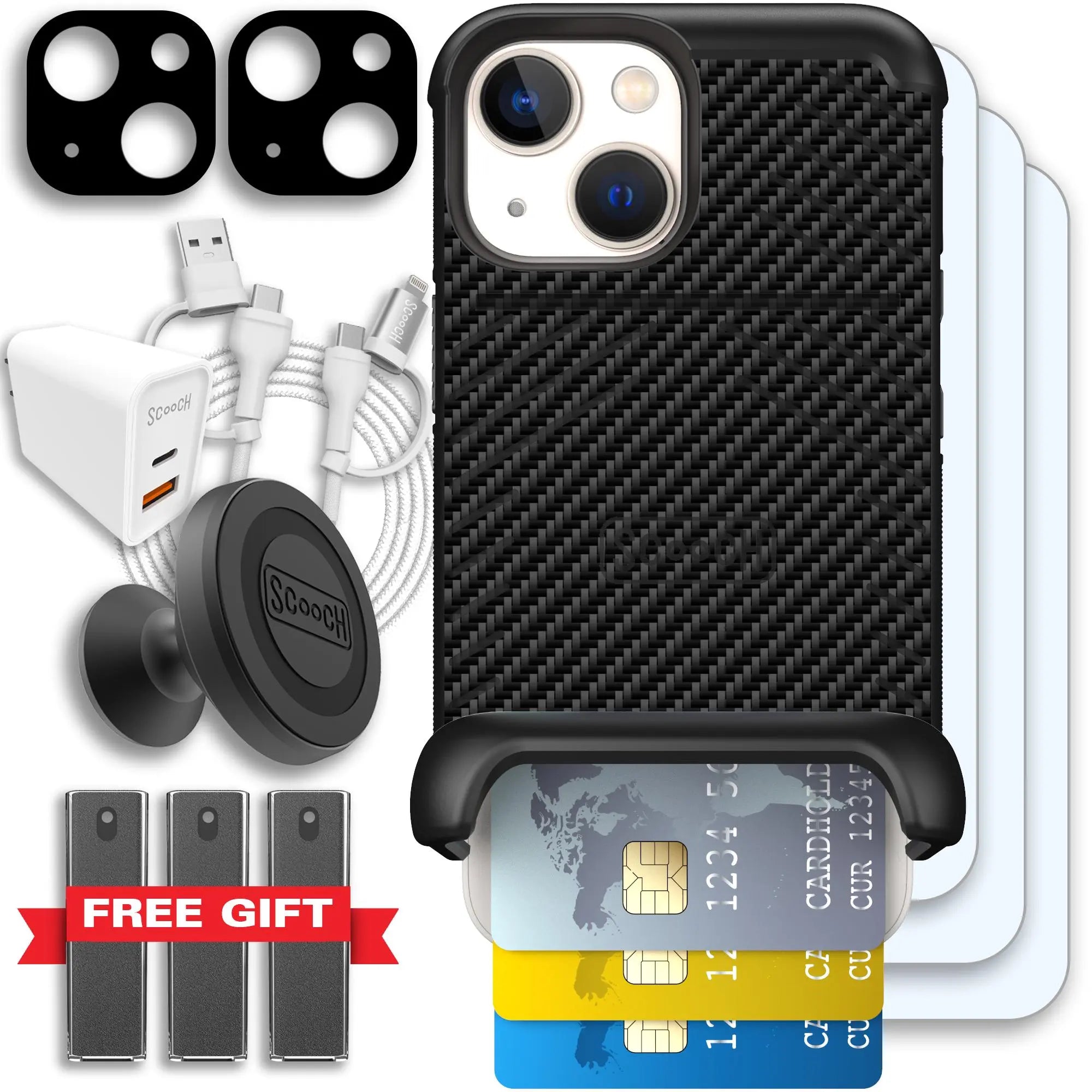 Scooch-Wingmate Ultimate Bundle for iPhone 13 Mini-Carbon-Fiber