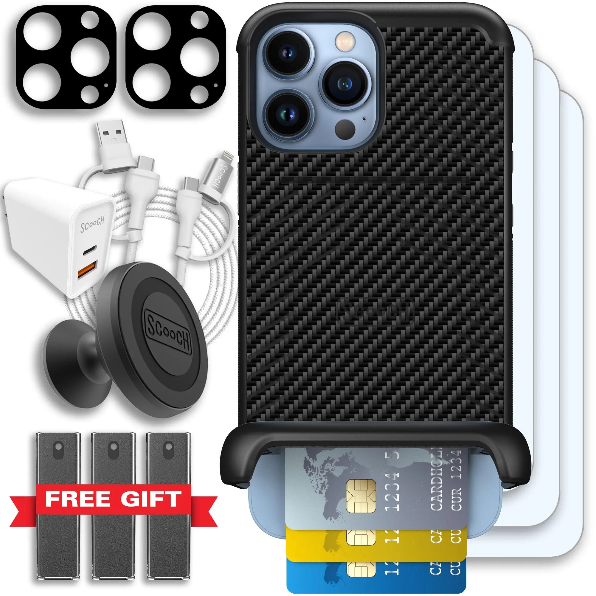 Scooch-Wingmate Ultimate Bundle for iPhone 13 Pro-Carbon-Fiber