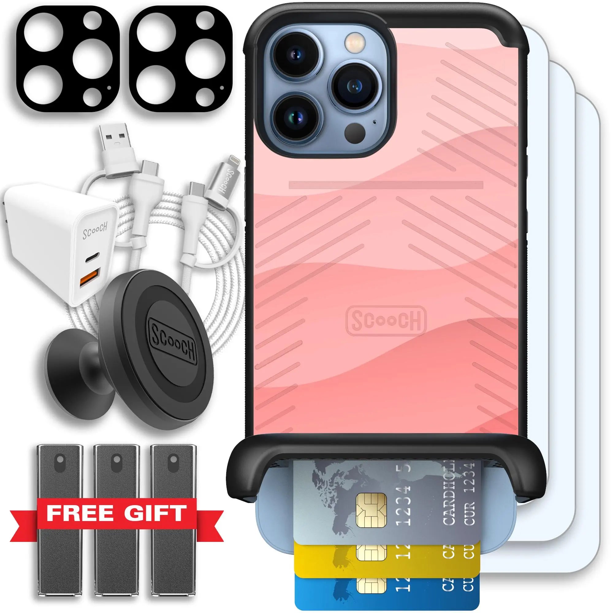 Scooch-Wingmate Ultimate Bundle for iPhone 13 Pro-Pink-Waves