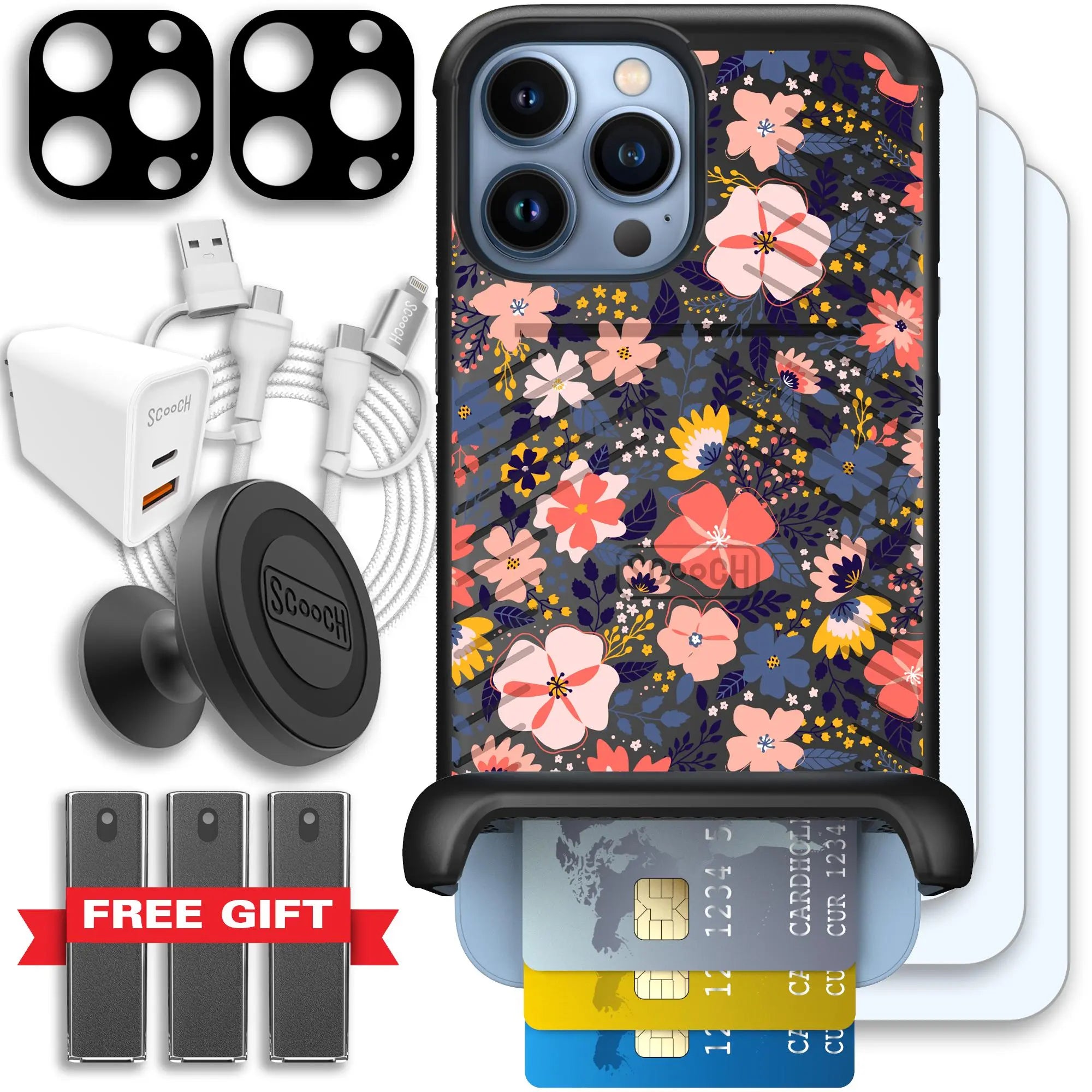 Scooch-Wingmate Ultimate Bundle for iPhone 13 Pro-Wildflowers