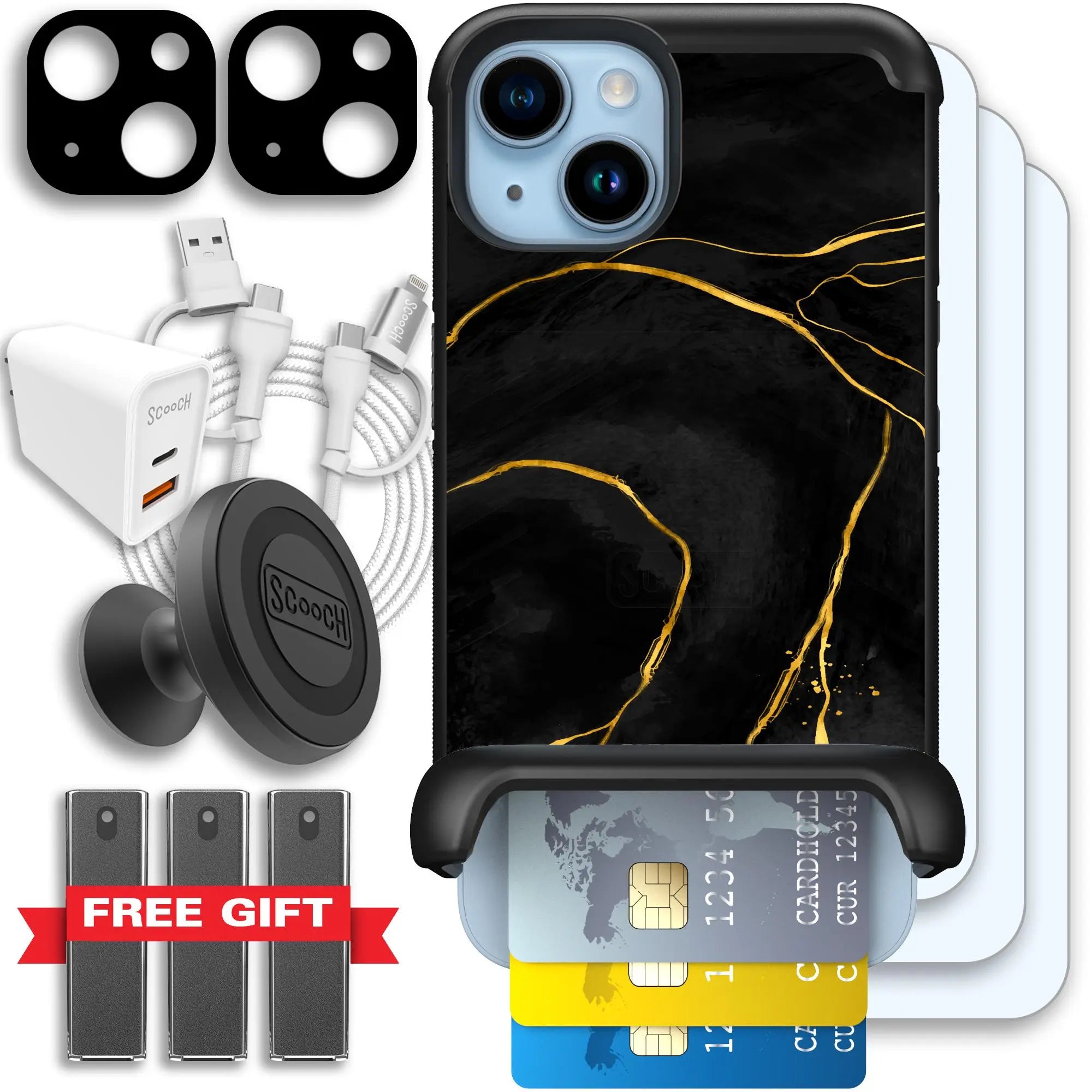 Scooch-Wingmate Ultimate Bundle for iPhone 14-Black-Marble