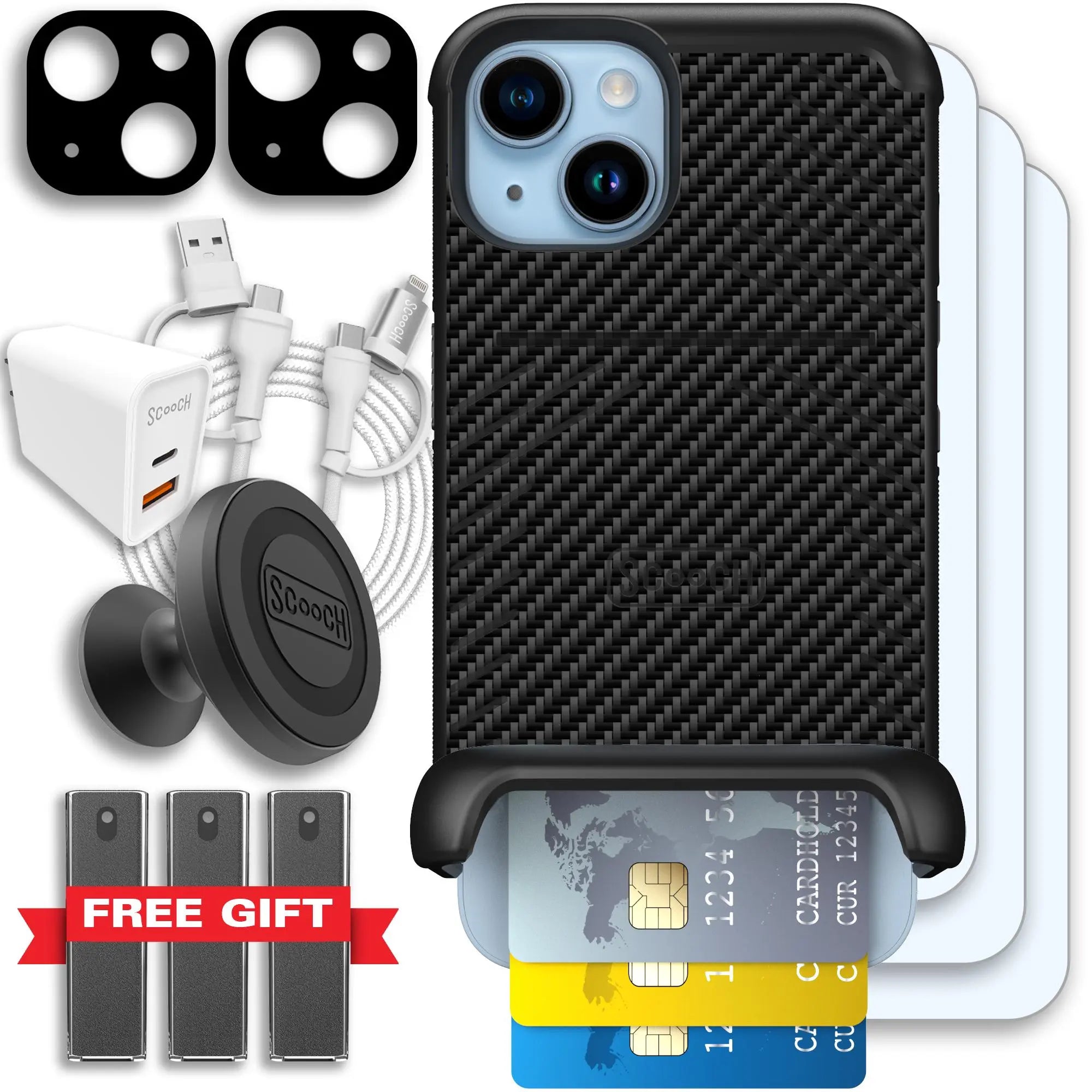 Scooch-Wingmate Ultimate Bundle for iPhone 14-Carbon-Fiber