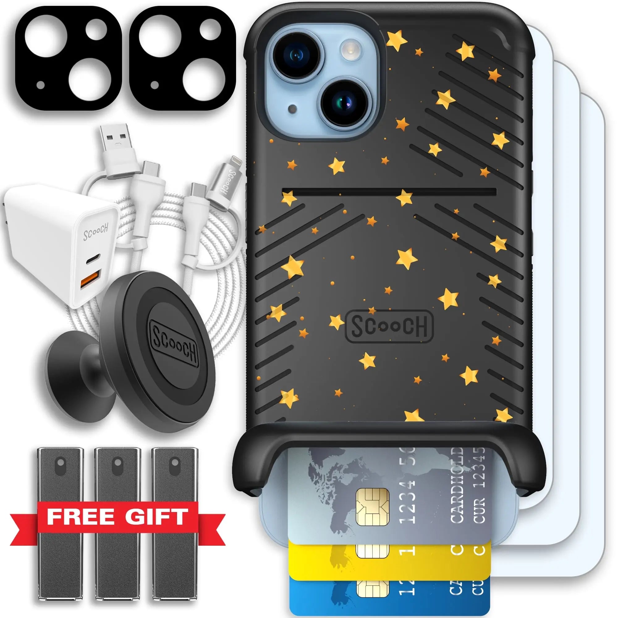 Scooch-Wingmate Ultimate Bundle for iPhone 14-Gold-Stars