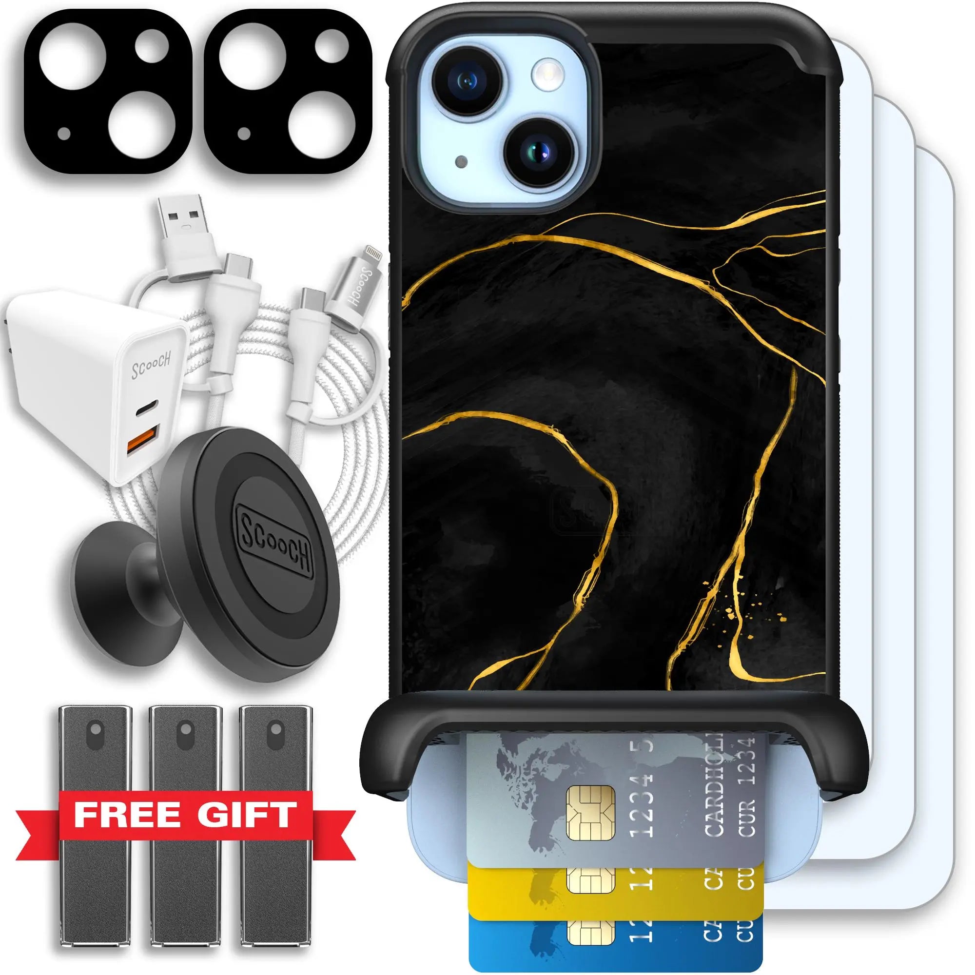 Scooch-Wingmate Ultimate Bundle for iPhone 14 Plus-Black-Marble