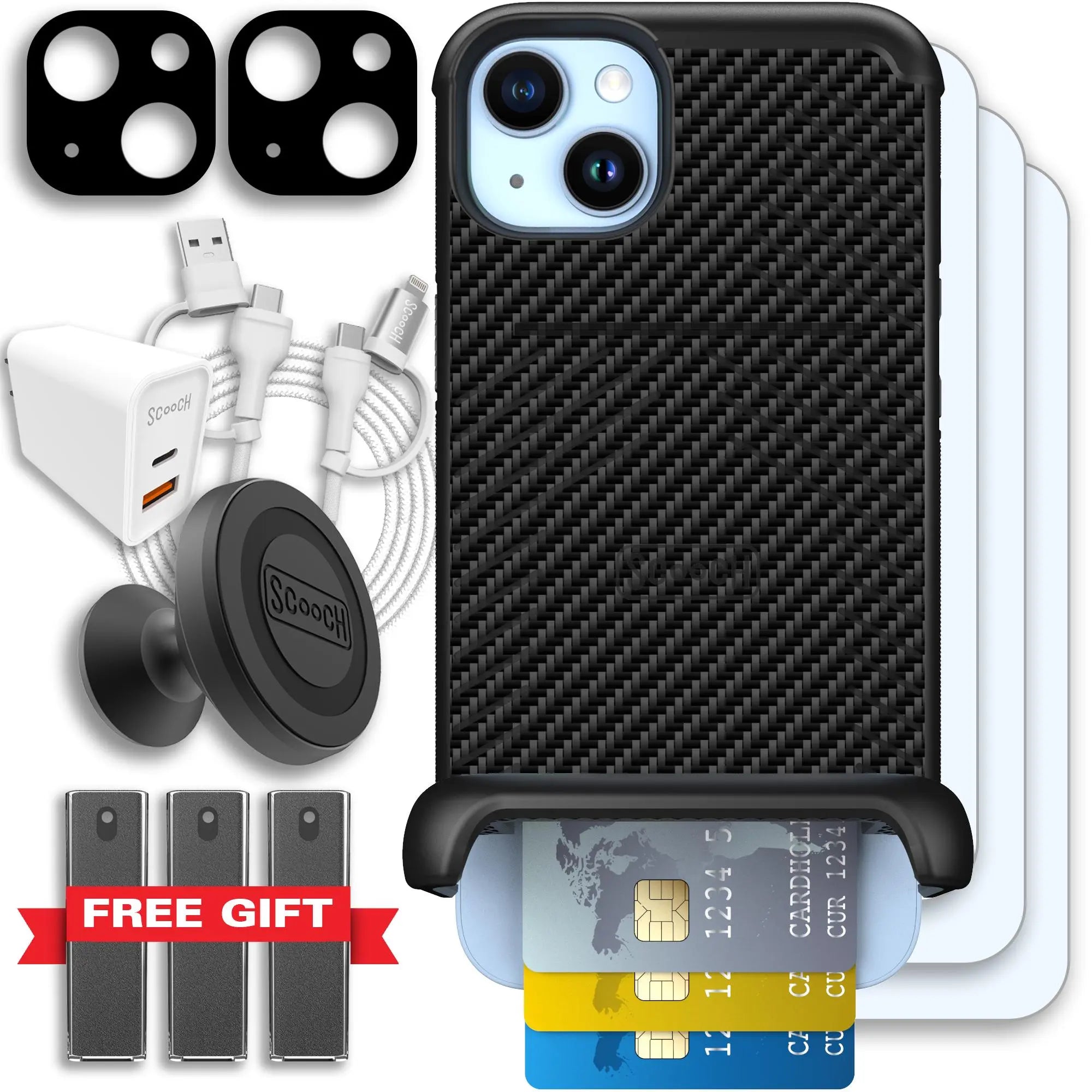 Scooch-Wingmate Ultimate Bundle for iPhone 14 Plus-Carbon-Fiber