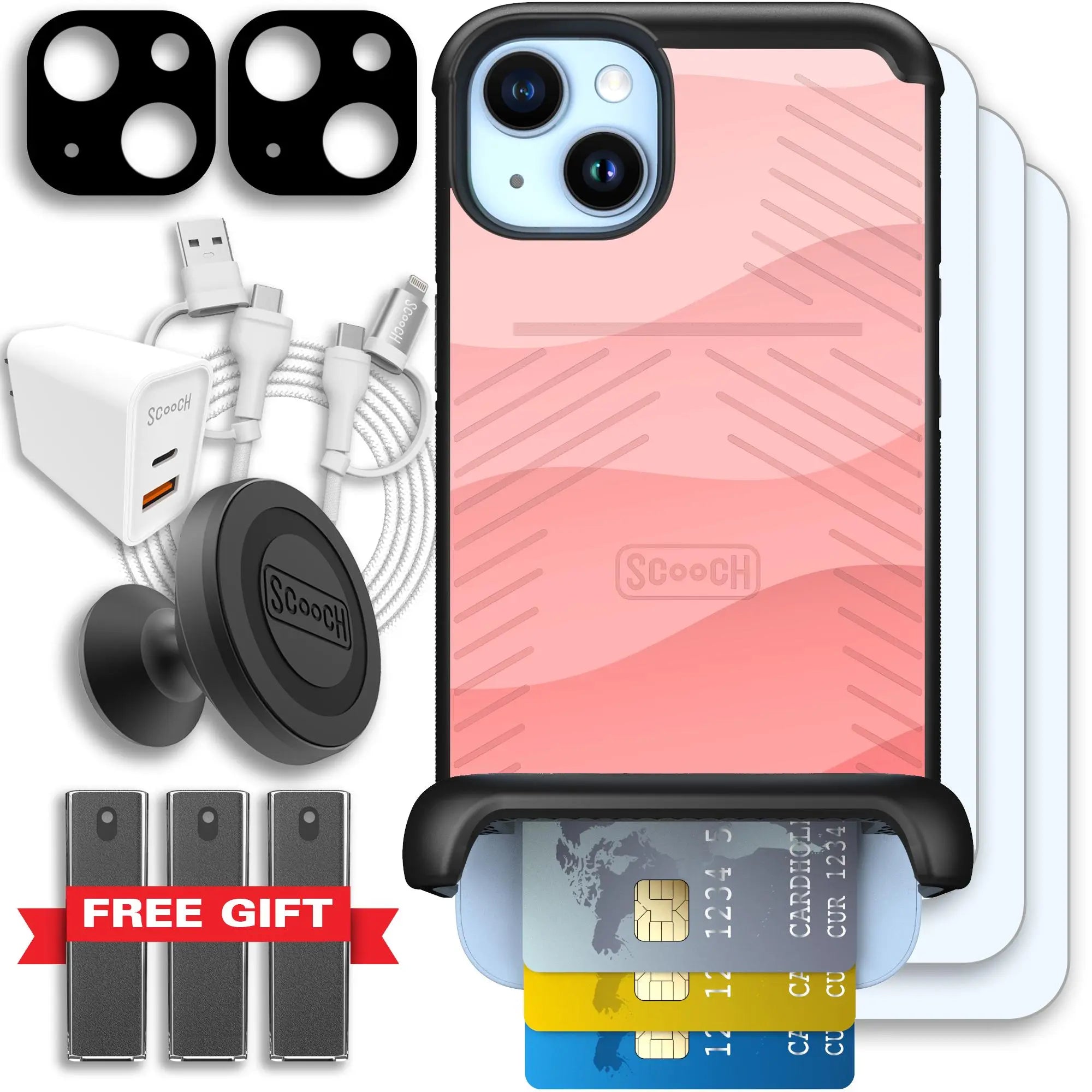 Scooch-Wingmate Ultimate Bundle for iPhone 14 Plus-Pink-Waves