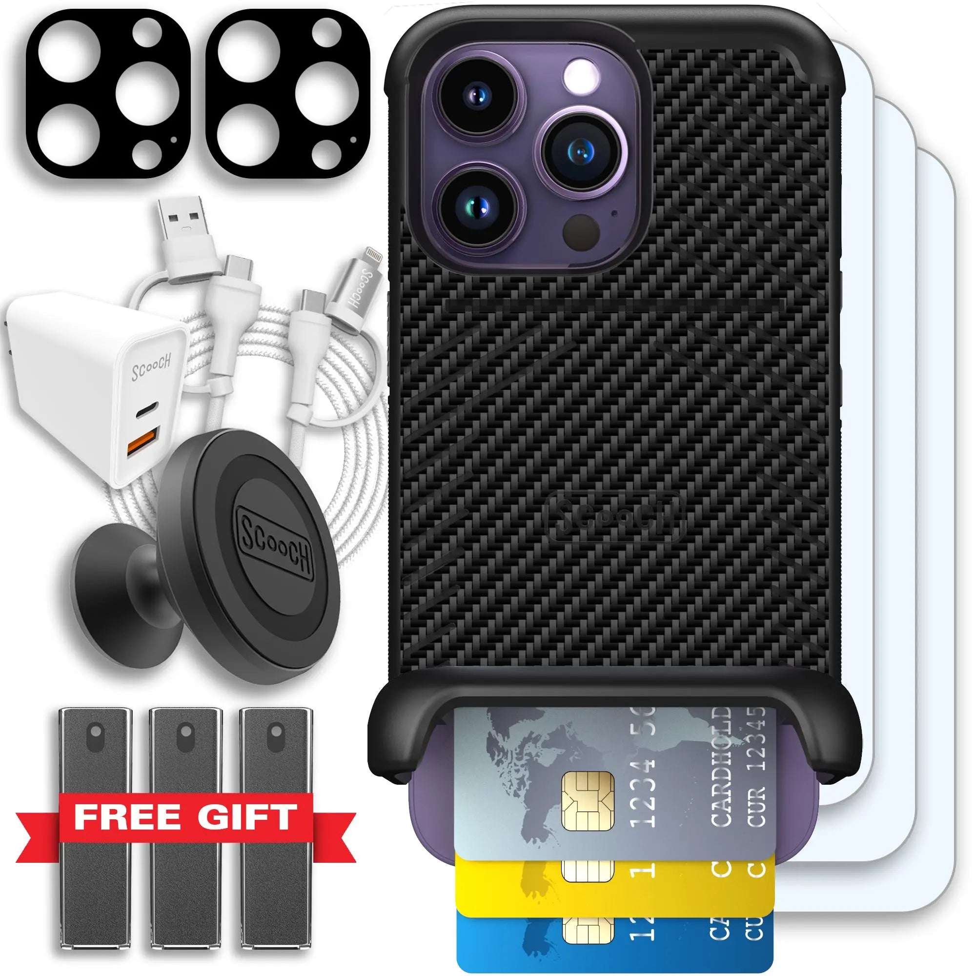 Scooch-Wingmate Ultimate Bundle for iPhone 14 Pro-Carbon-Fiber