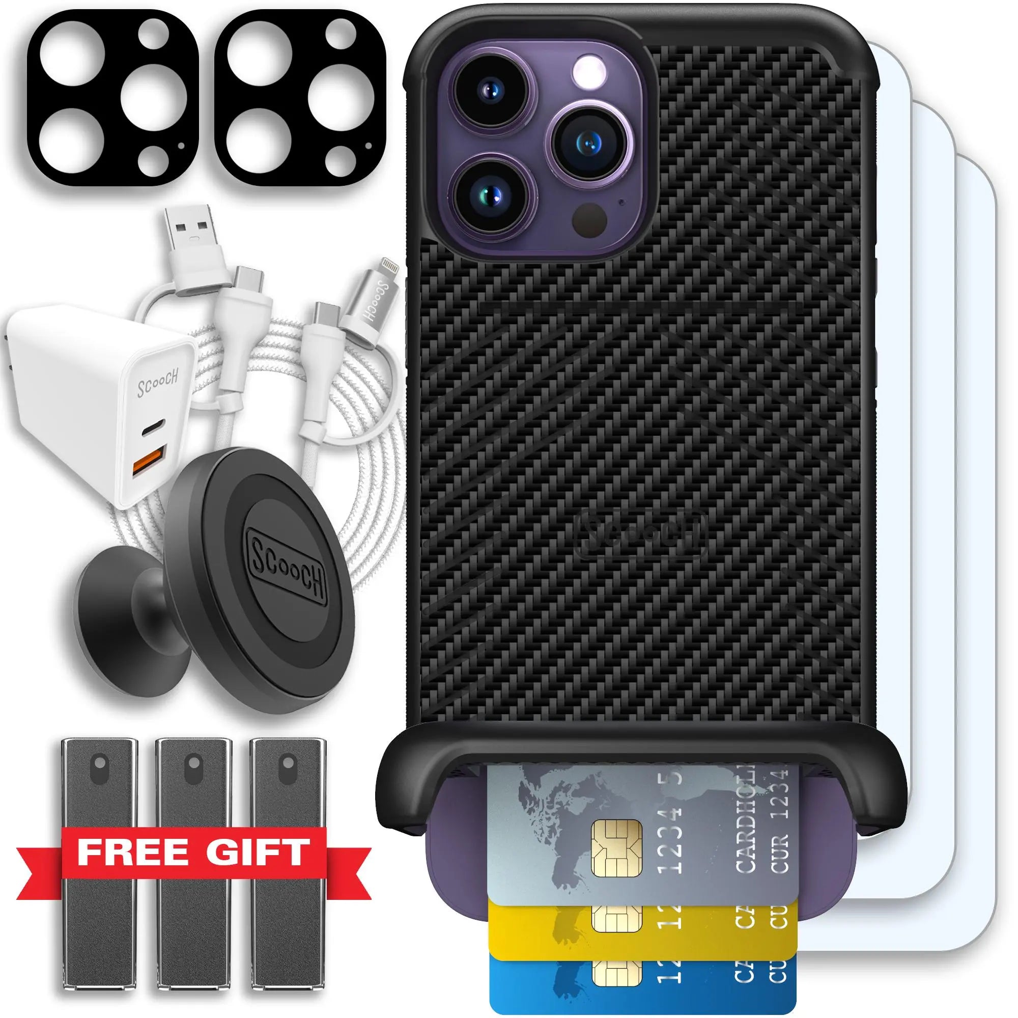 Scooch-Wingmate Ultimate Bundle for iPhone 14 Pro Max-Carbon-Fiber