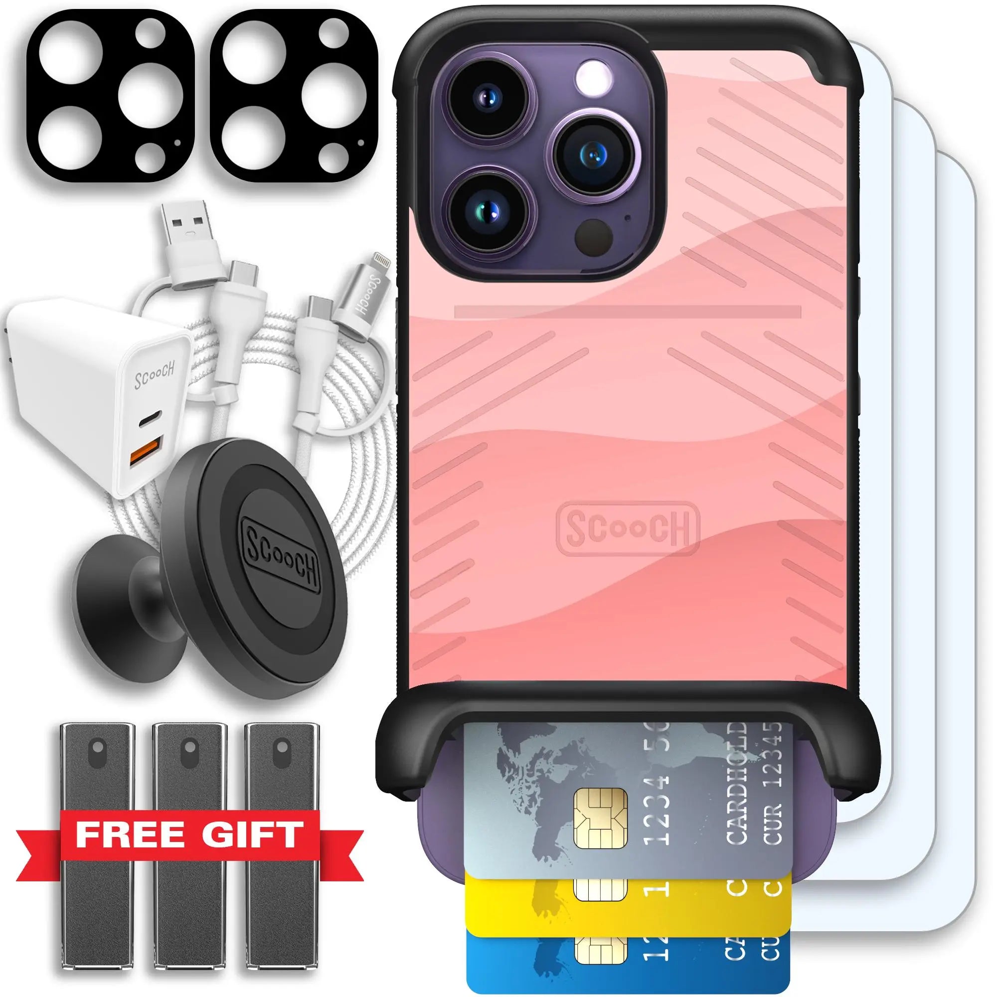 Scooch-Wingmate Ultimate Bundle for iPhone 14 Pro-Pink-Waves