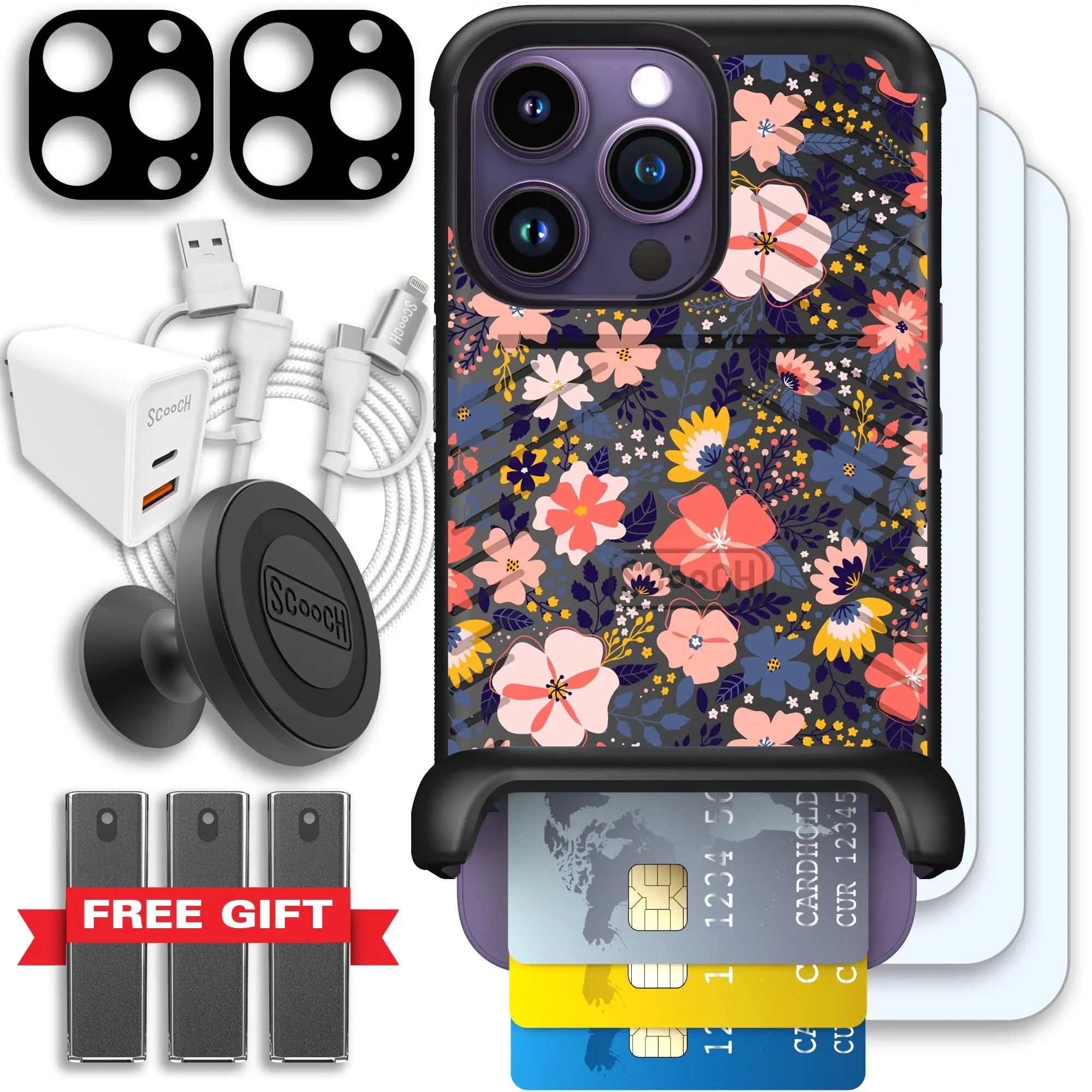 Scooch-Wingmate Ultimate Bundle for iPhone 14 Pro-Wildflowers