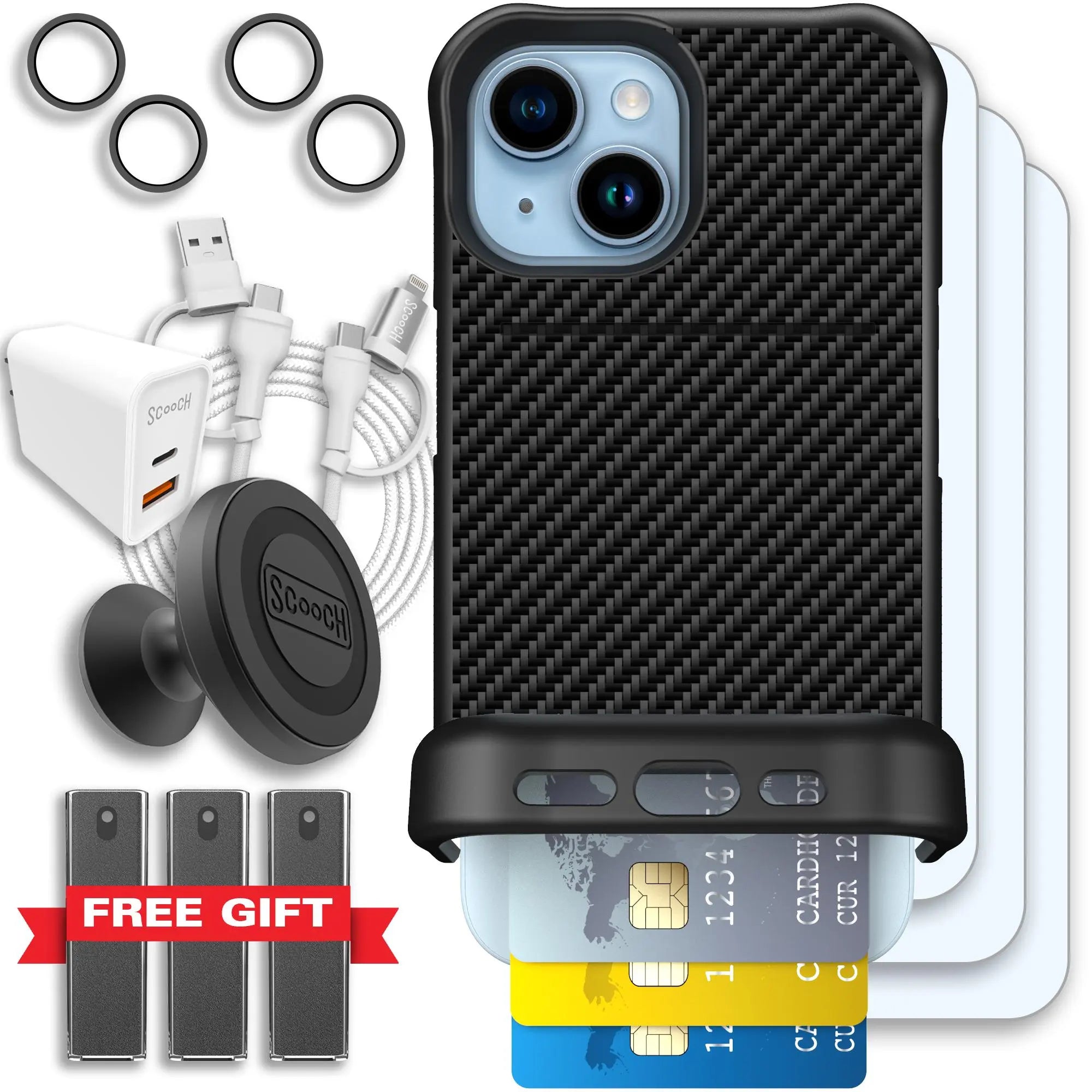 Scooch-Wingmate Ultimate Bundle for iPhone 15-Carbon-Fiber