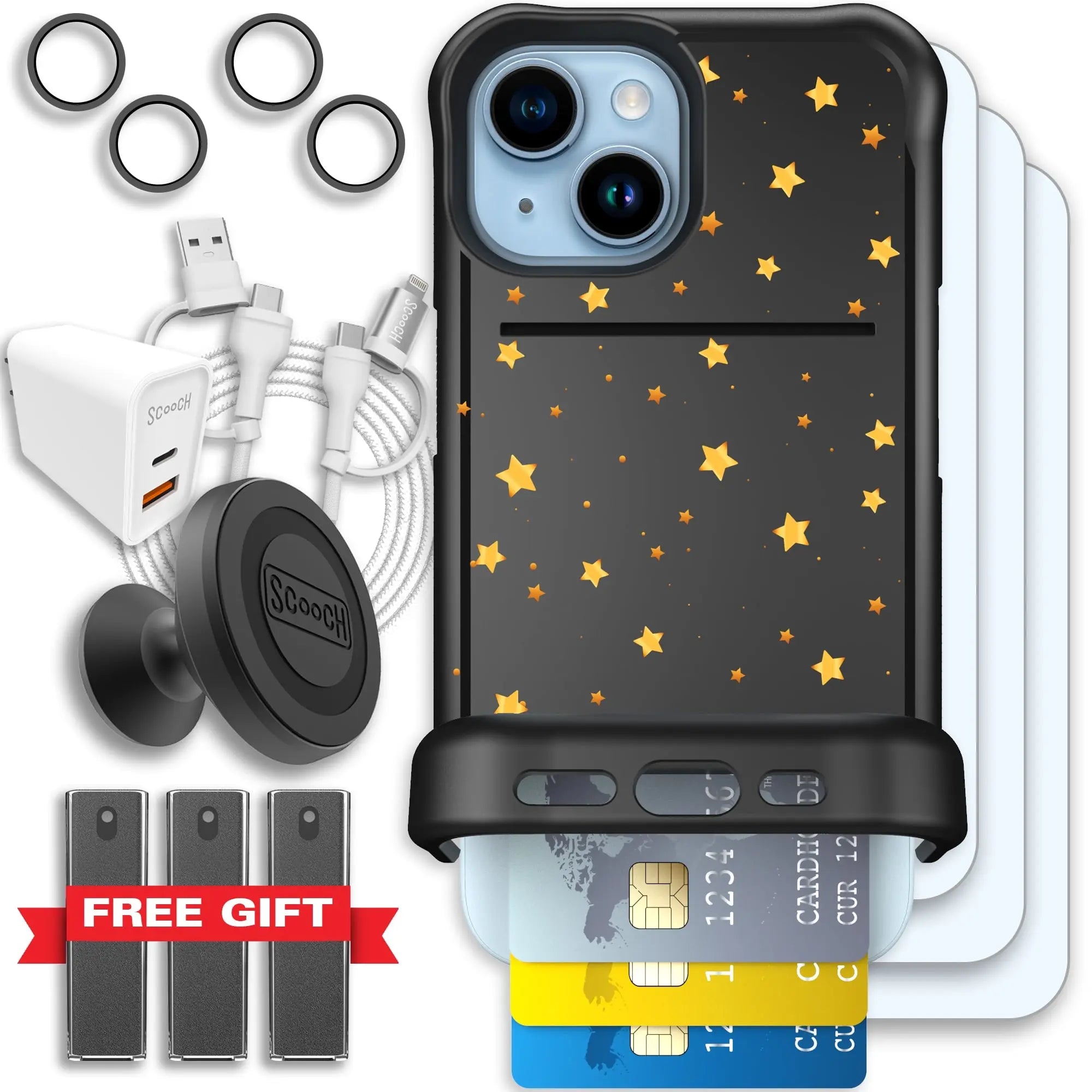 Scooch-Wingmate Ultimate Bundle for iPhone 15-Gold-Stars