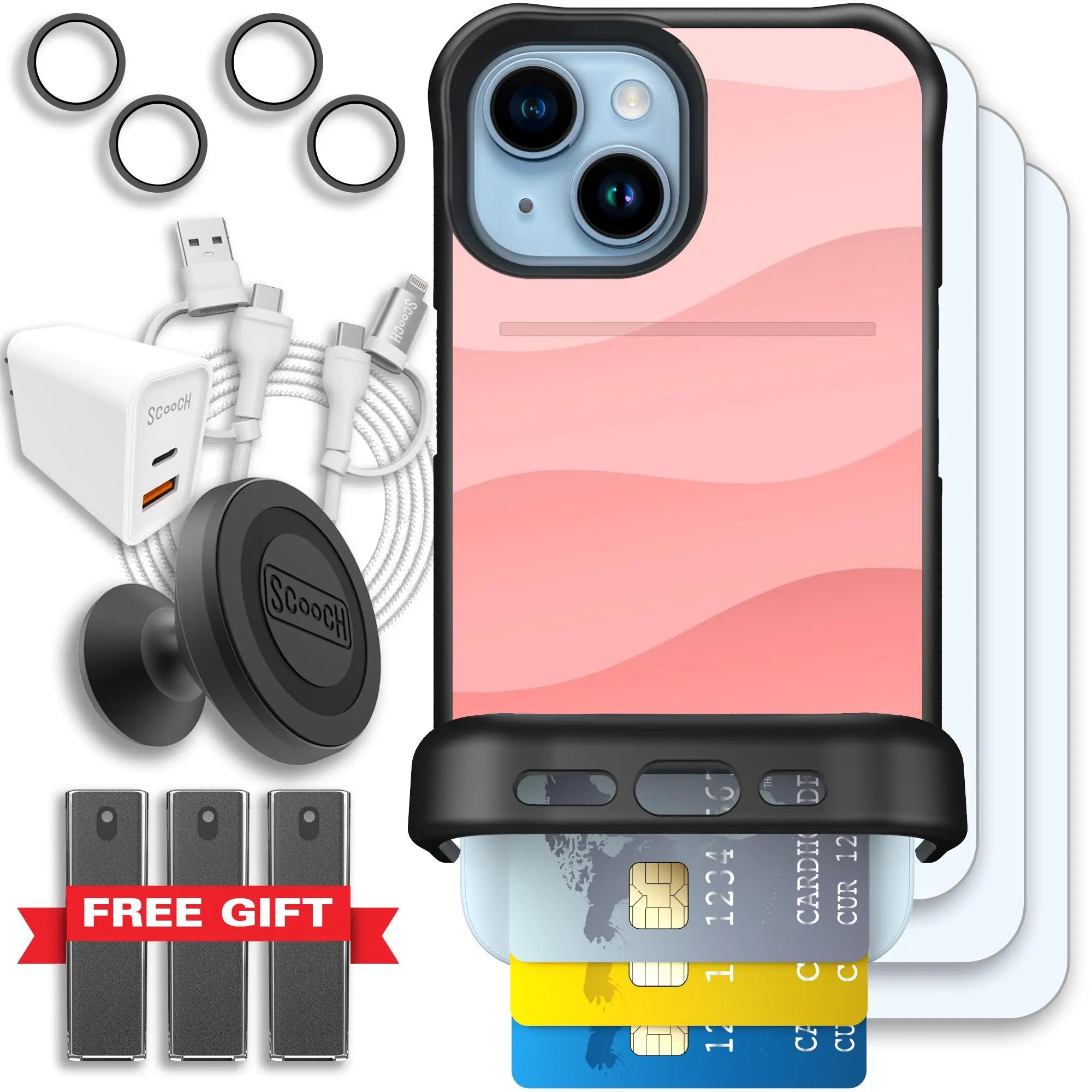 Scooch-Wingmate Ultimate Bundle for iPhone 15-Pink-Waves