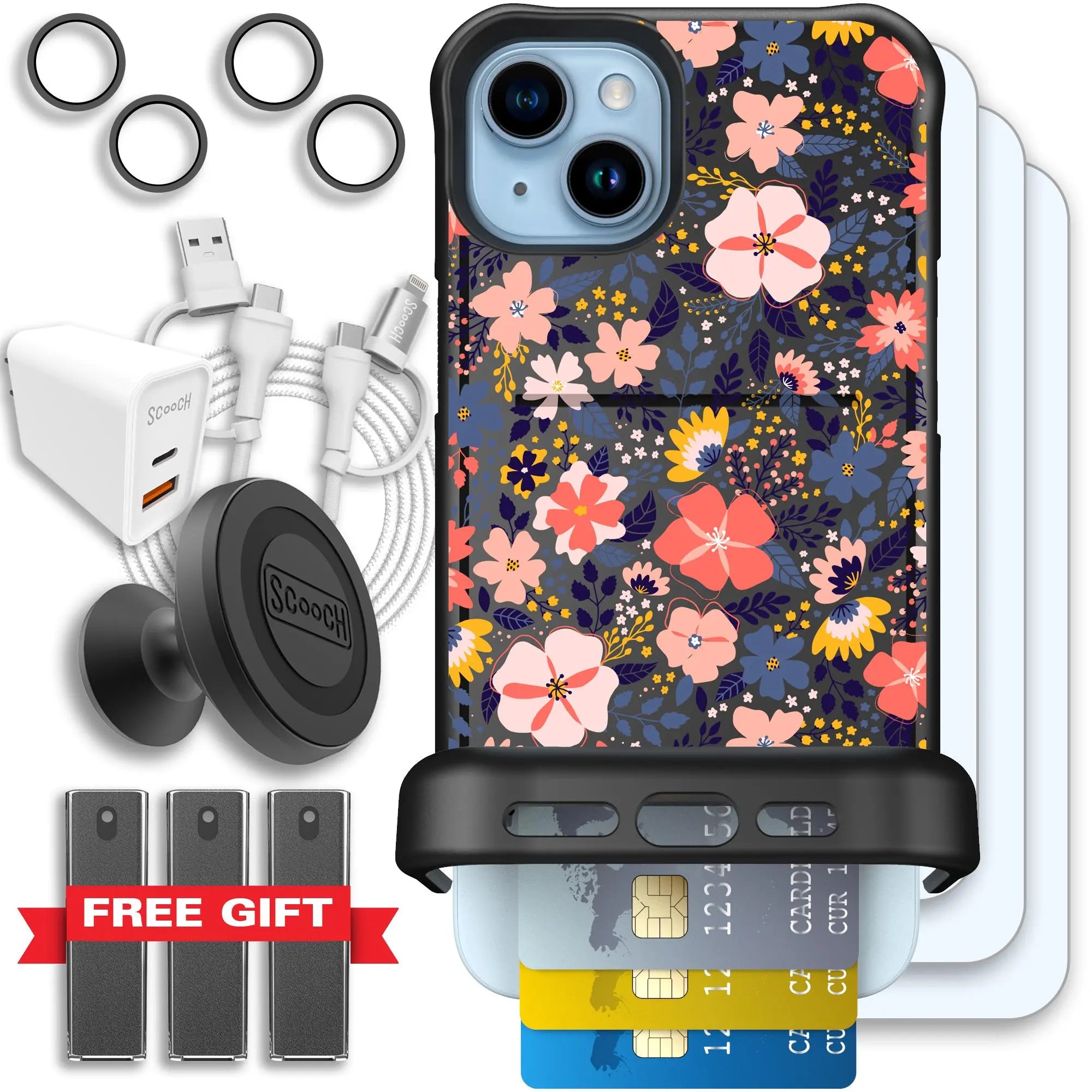 Scooch-Wingmate Ultimate Bundle for iPhone 15 Plus-Wildflowers