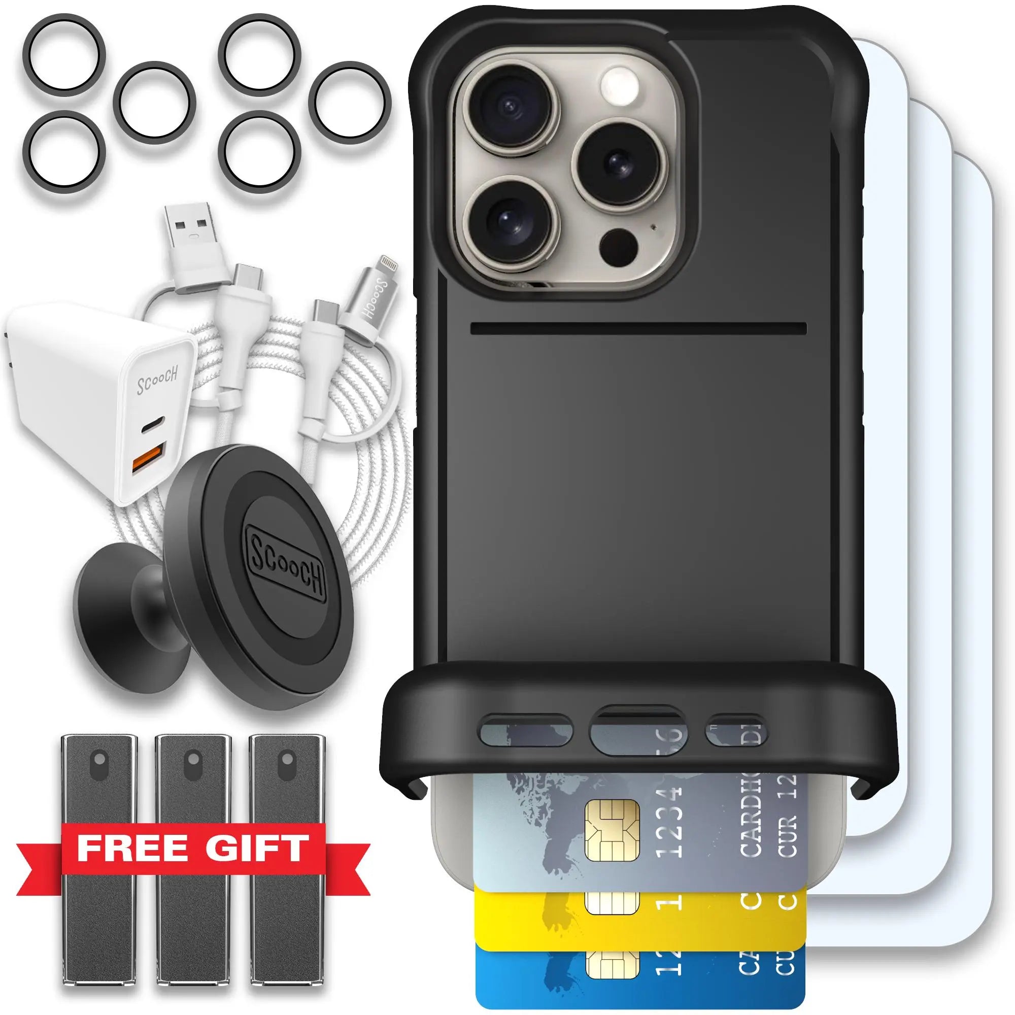 Scooch-Wingmate Ultimate Bundle for iPhone 15 Pro-Black