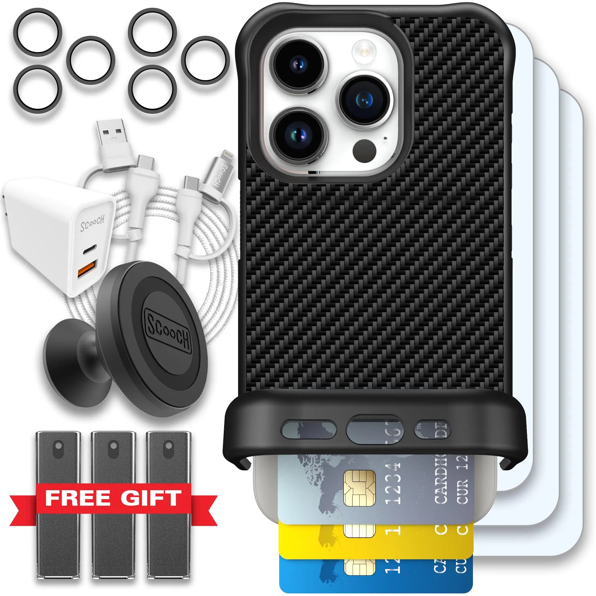 Scooch-Wingmate Ultimate Bundle for iPhone 15 Pro-Carbon-Fiber