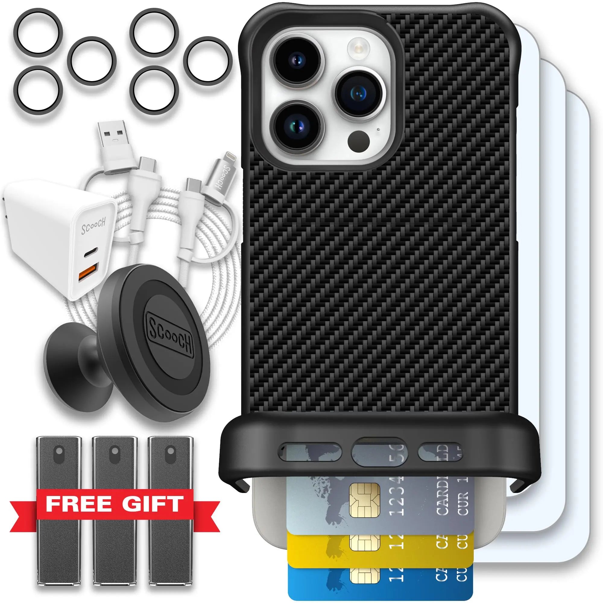 Scooch-Wingmate Ultimate Bundle for iPhone 15 Pro Max-Carbon-Fiber