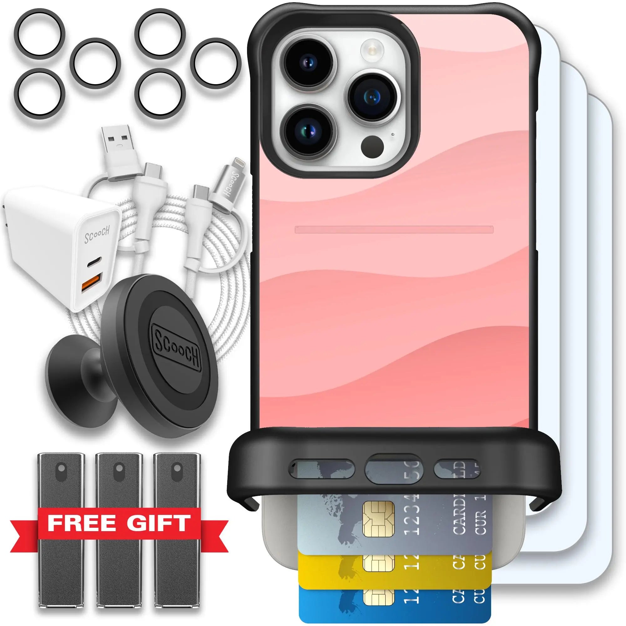 Scooch-Wingmate Ultimate Bundle for iPhone 15 Pro Max-Pink-Waves