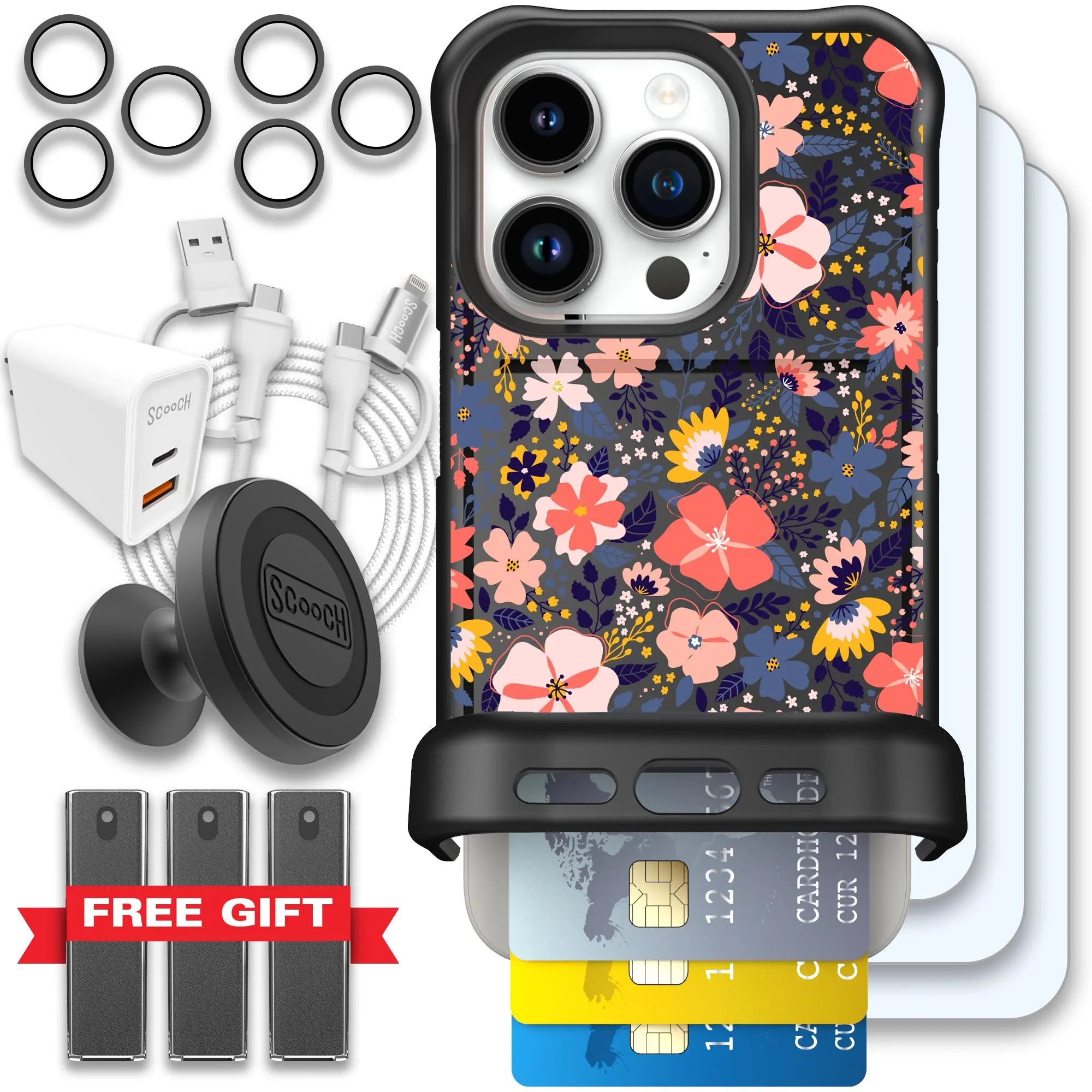 Scooch-Wingmate Ultimate Bundle for iPhone 15 Pro-Wildflowers