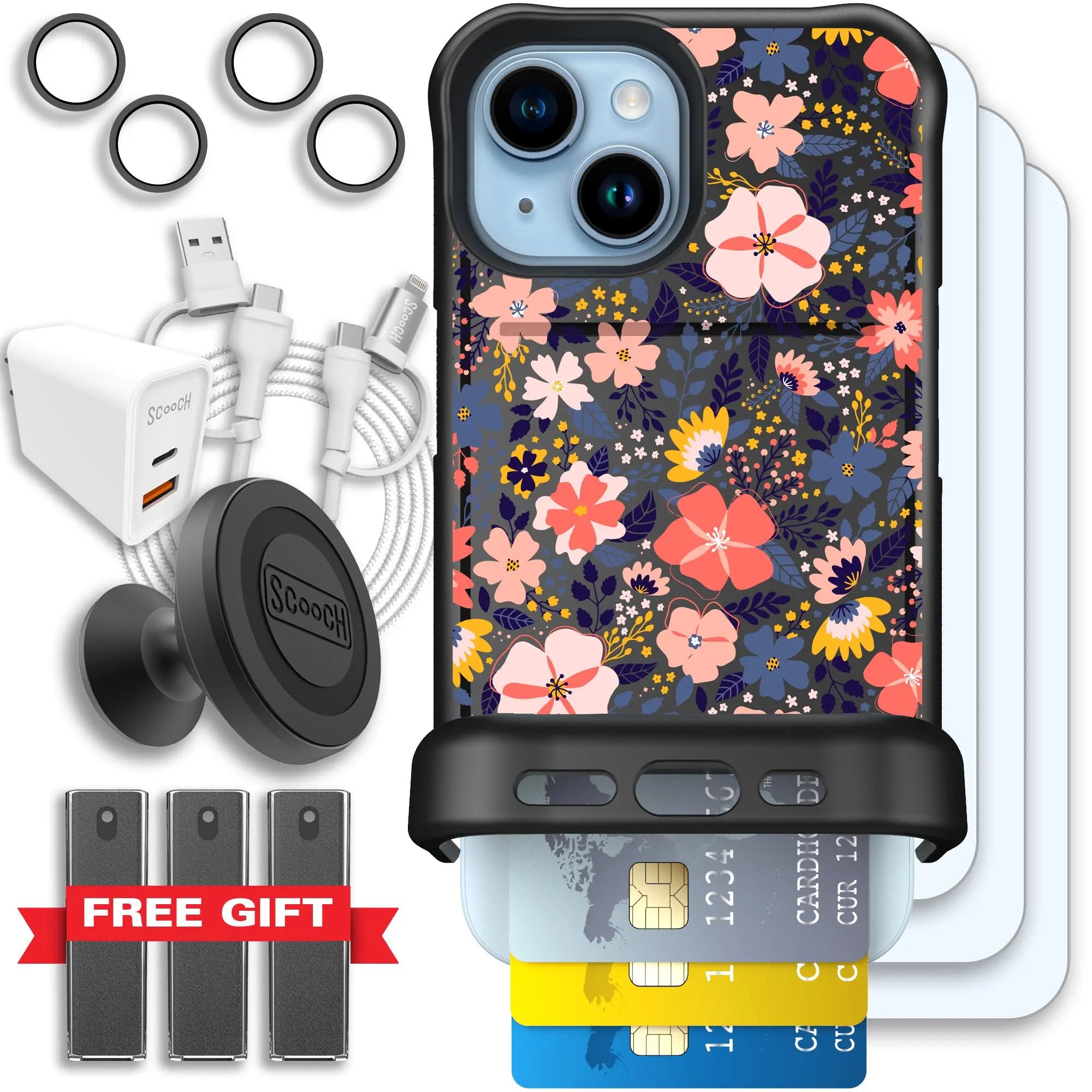 Scooch-Wingmate Ultimate Bundle for iPhone 15-Wildflowers