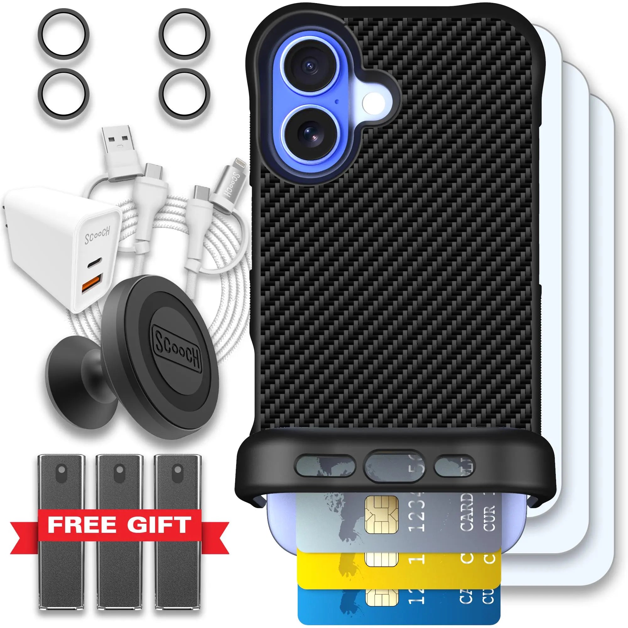 Scooch-Wingmate Ultimate Bundle for iPhone 16-Carbon-Fiber