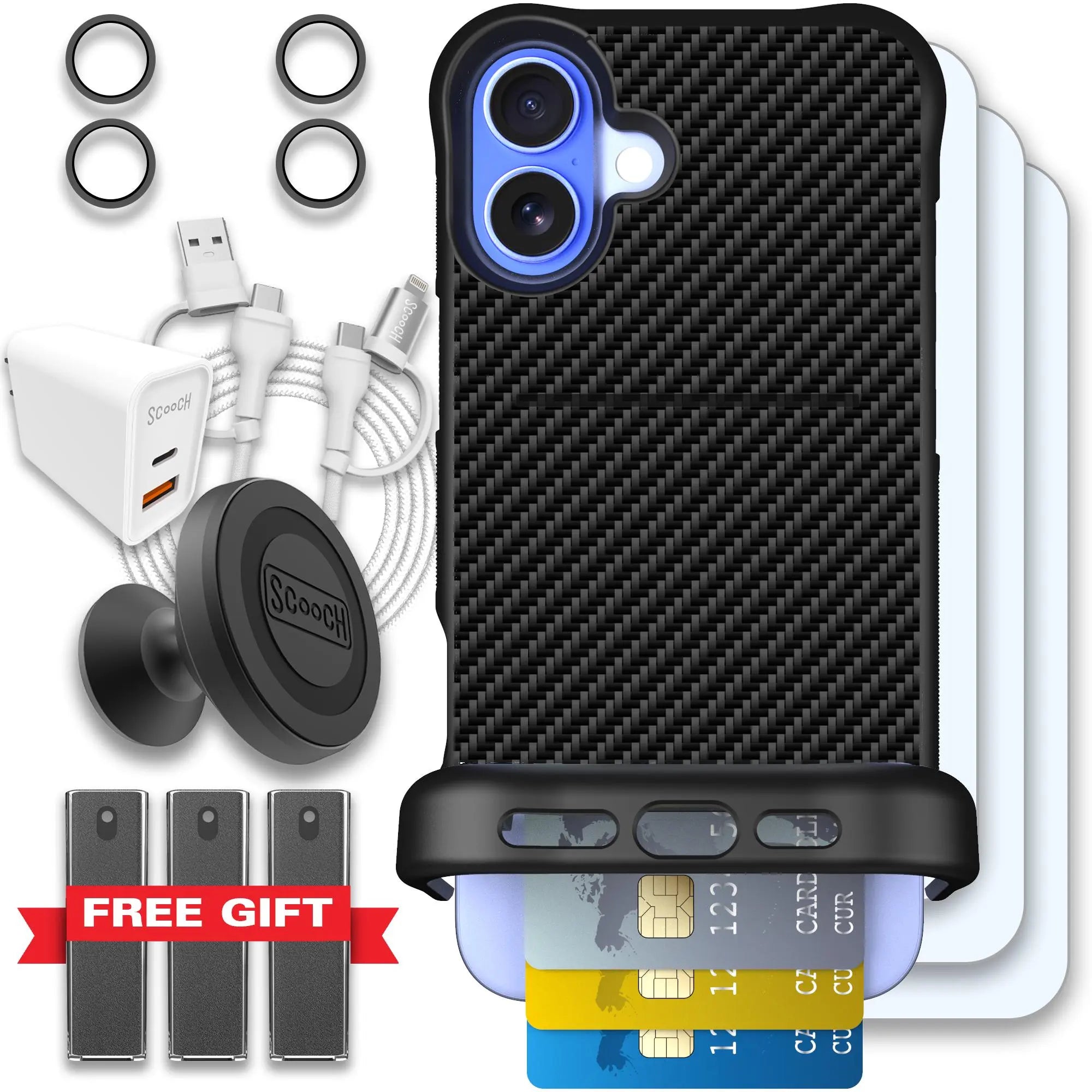 Scooch-Wingmate Ultimate Bundle for iPhone 16 Plus-Carbon-Fiber