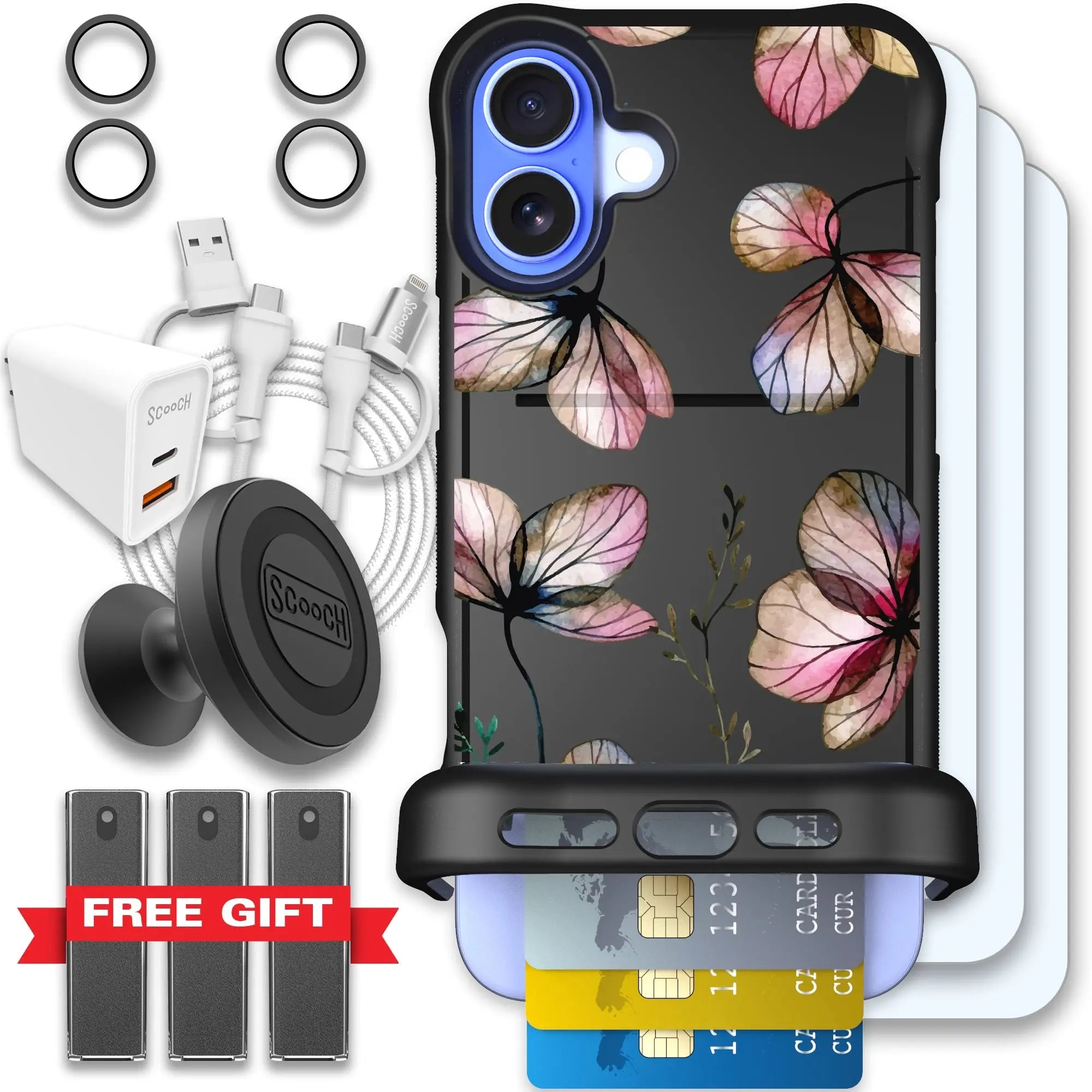 Scooch-Wingmate Ultimate Bundle for iPhone 16 Plus-Dried-Flowers