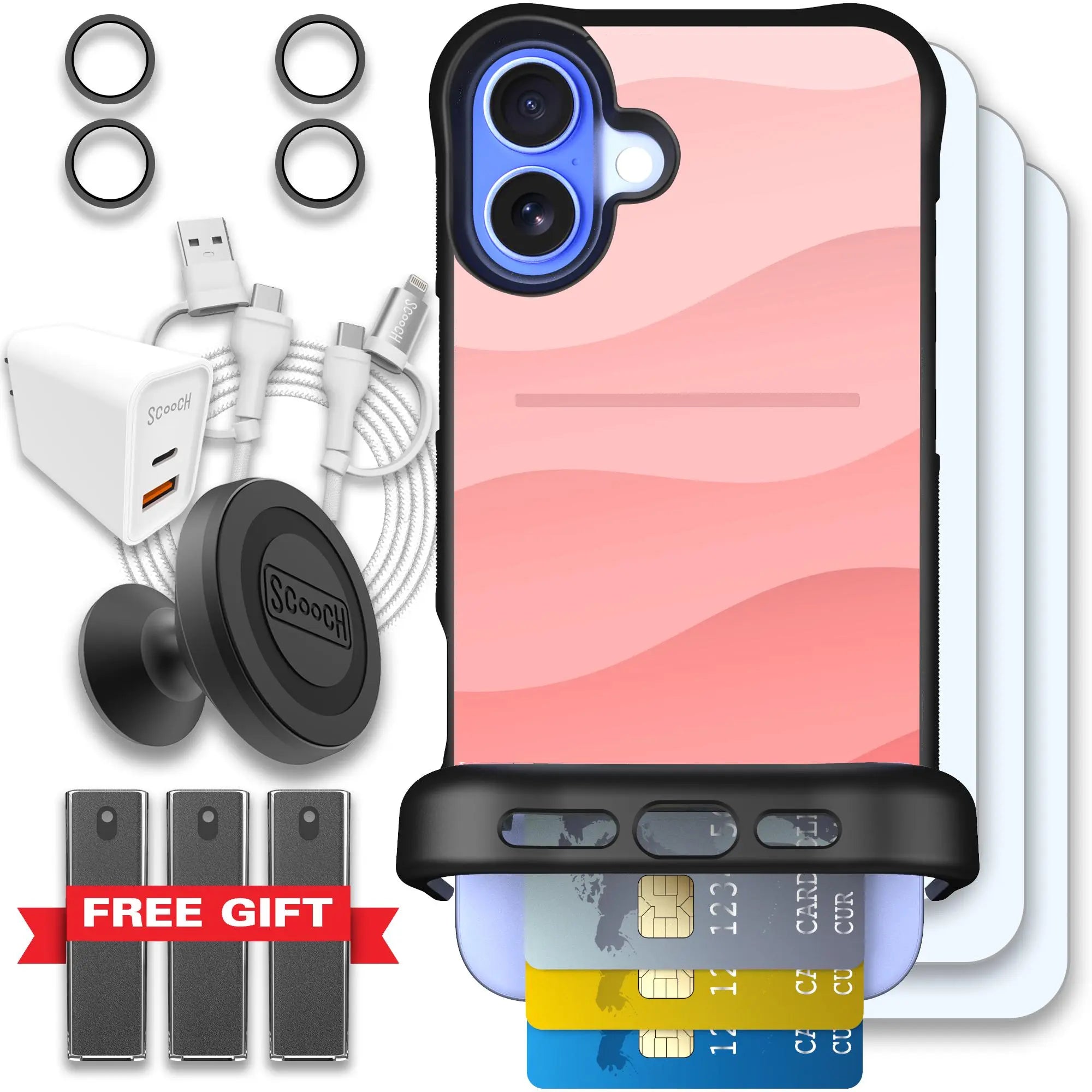 Scooch-Wingmate Ultimate Bundle for iPhone 16 Plus-Pink-Waves