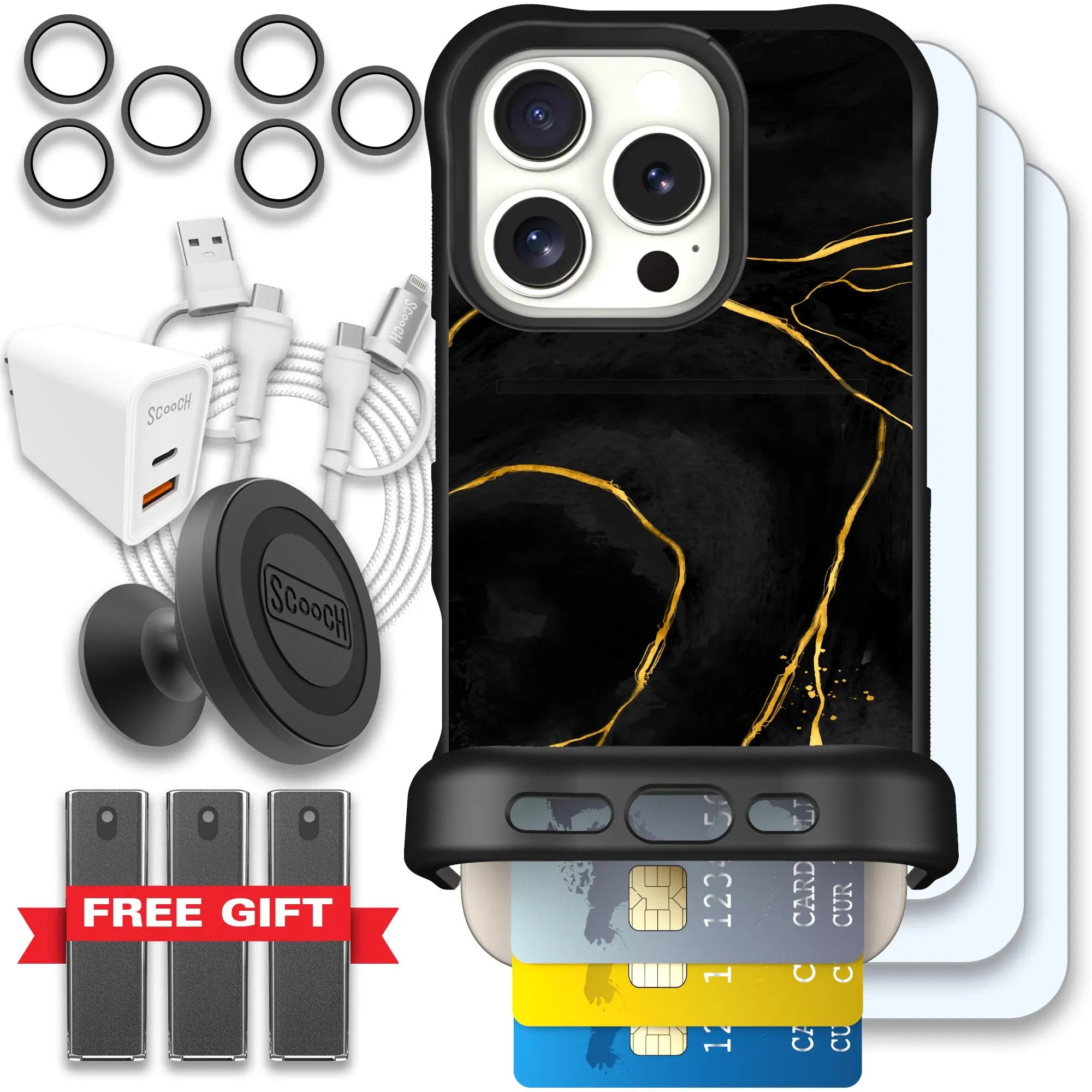 Scooch-Wingmate Ultimate Bundle for iPhone 16 Pro-Black-Marble