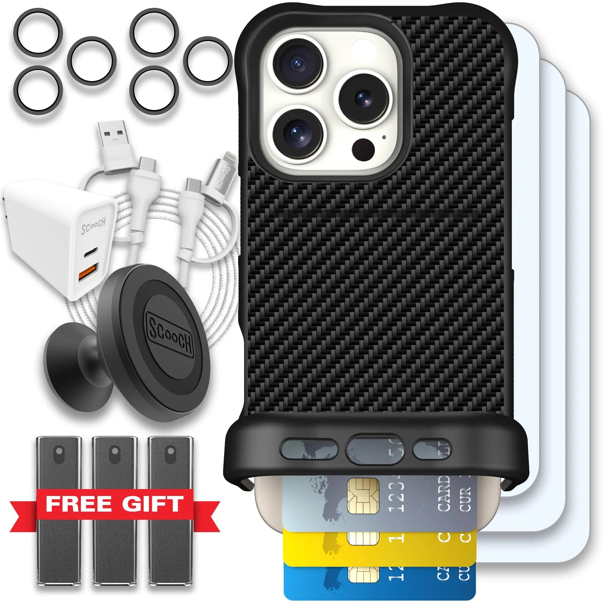 Scooch-Wingmate Ultimate Bundle for iPhone 16 Pro-Carbon-Fiber