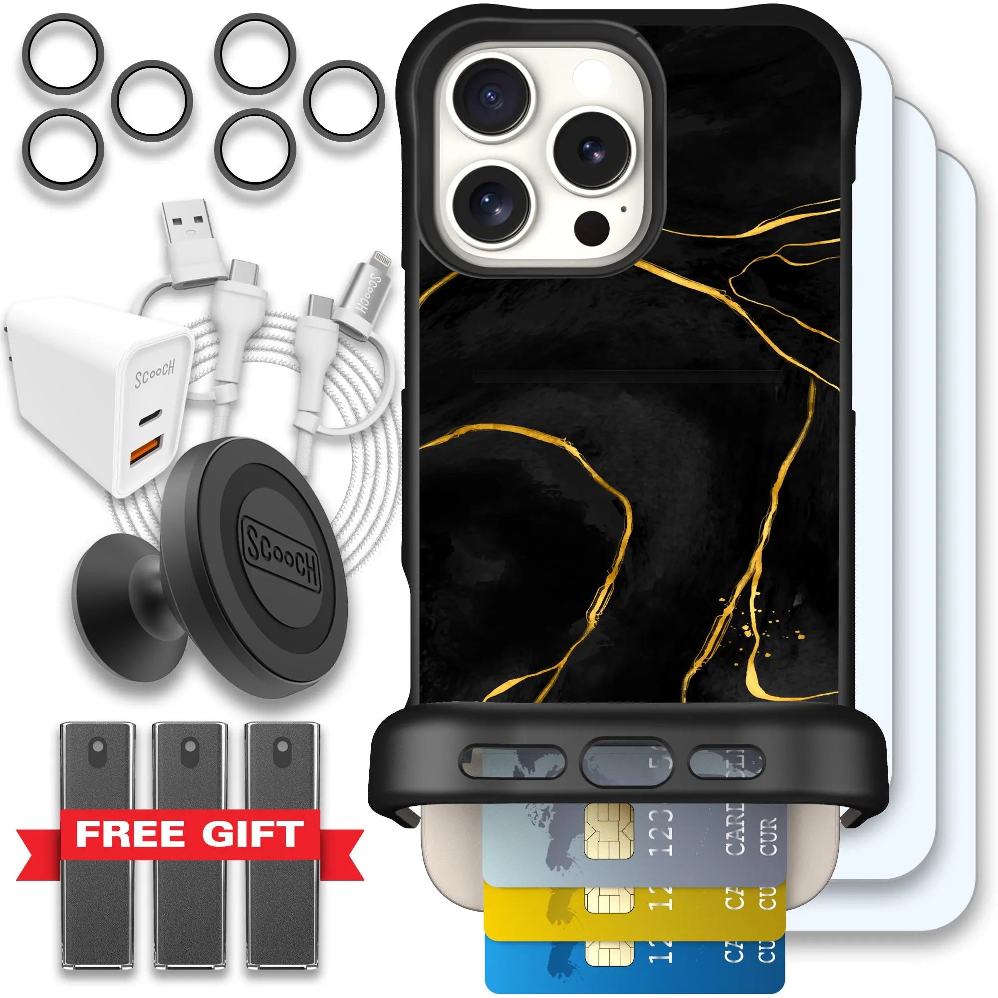 Scooch-Wingmate Ultimate Bundle for iPhone 16 Pro Max-Black-Marble