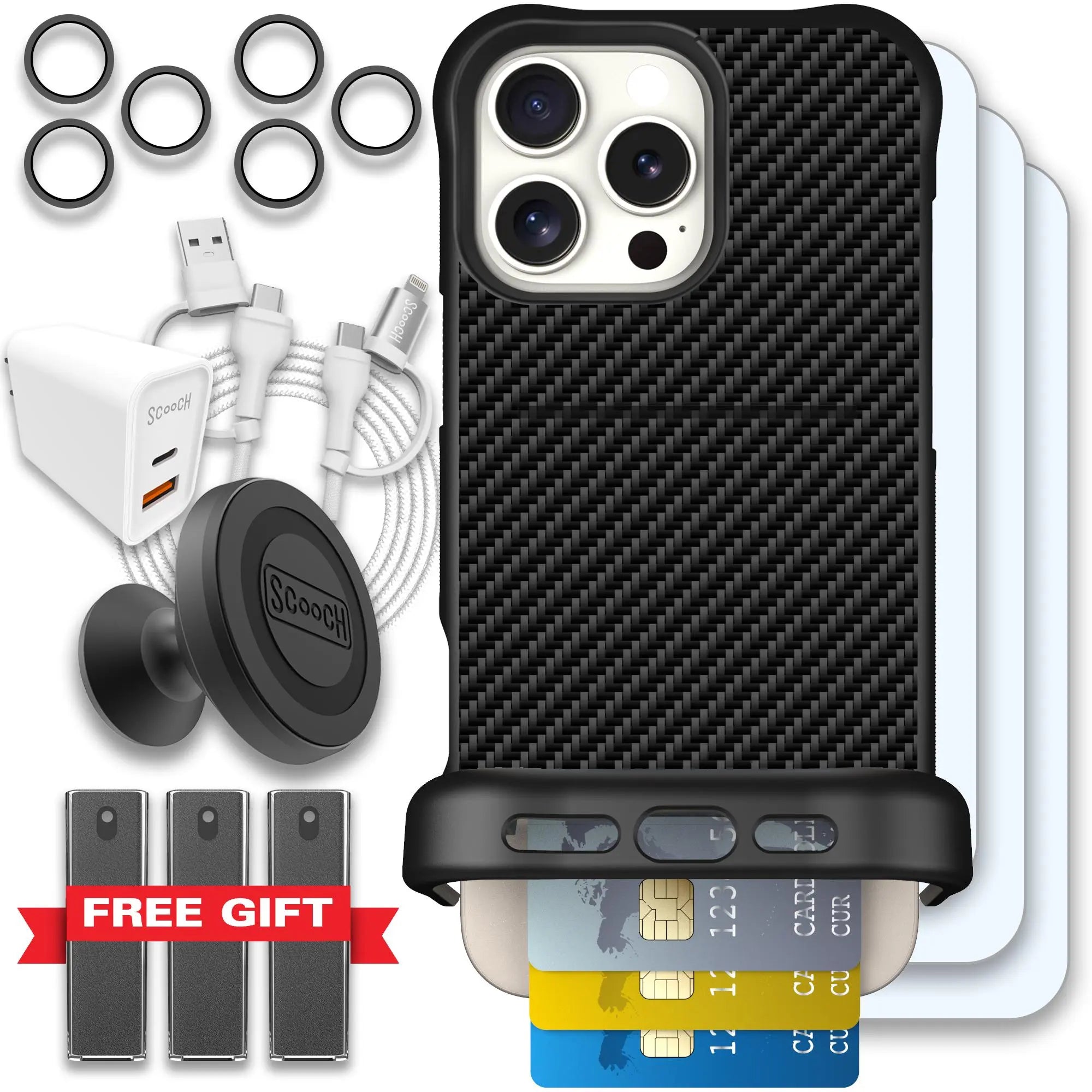 Scooch-Wingmate Ultimate Bundle for iPhone 16 Pro Max-Carbon-Fiber