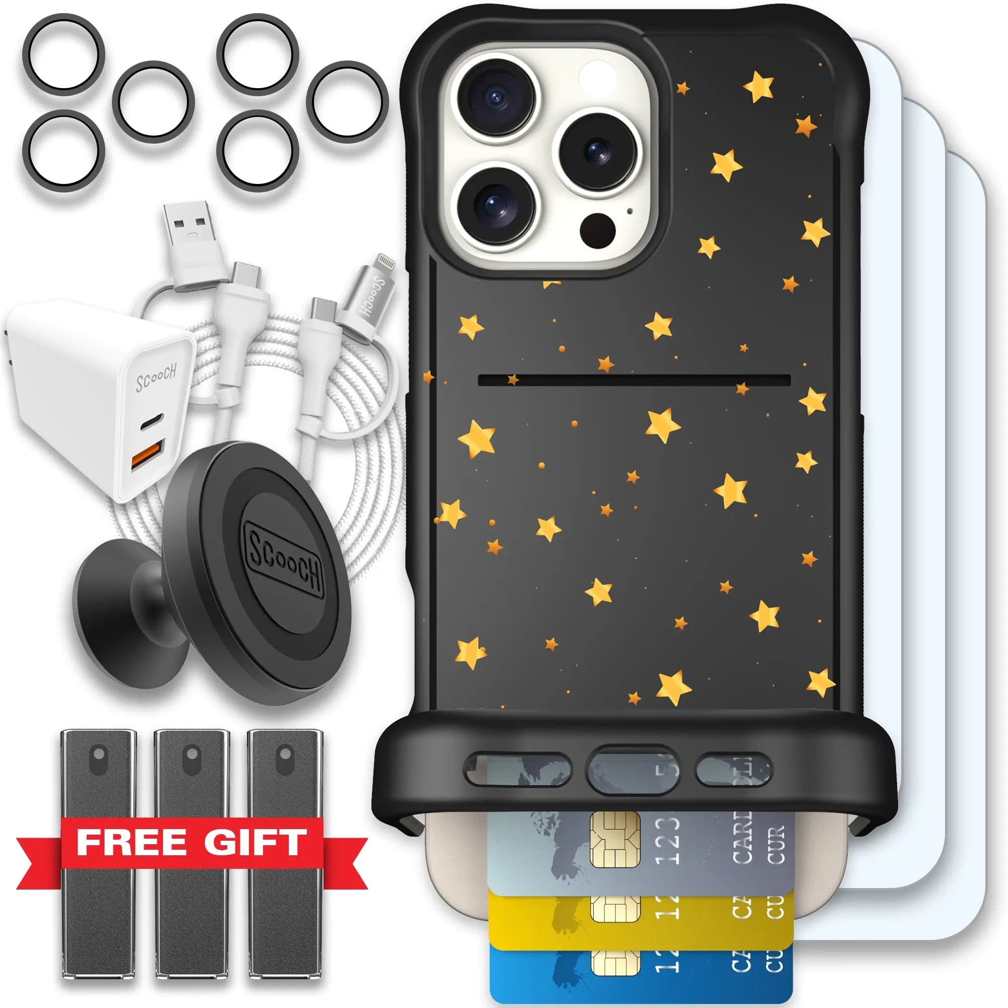 Scooch-Wingmate Ultimate Bundle for iPhone 16 Pro Max-Gold-Stars