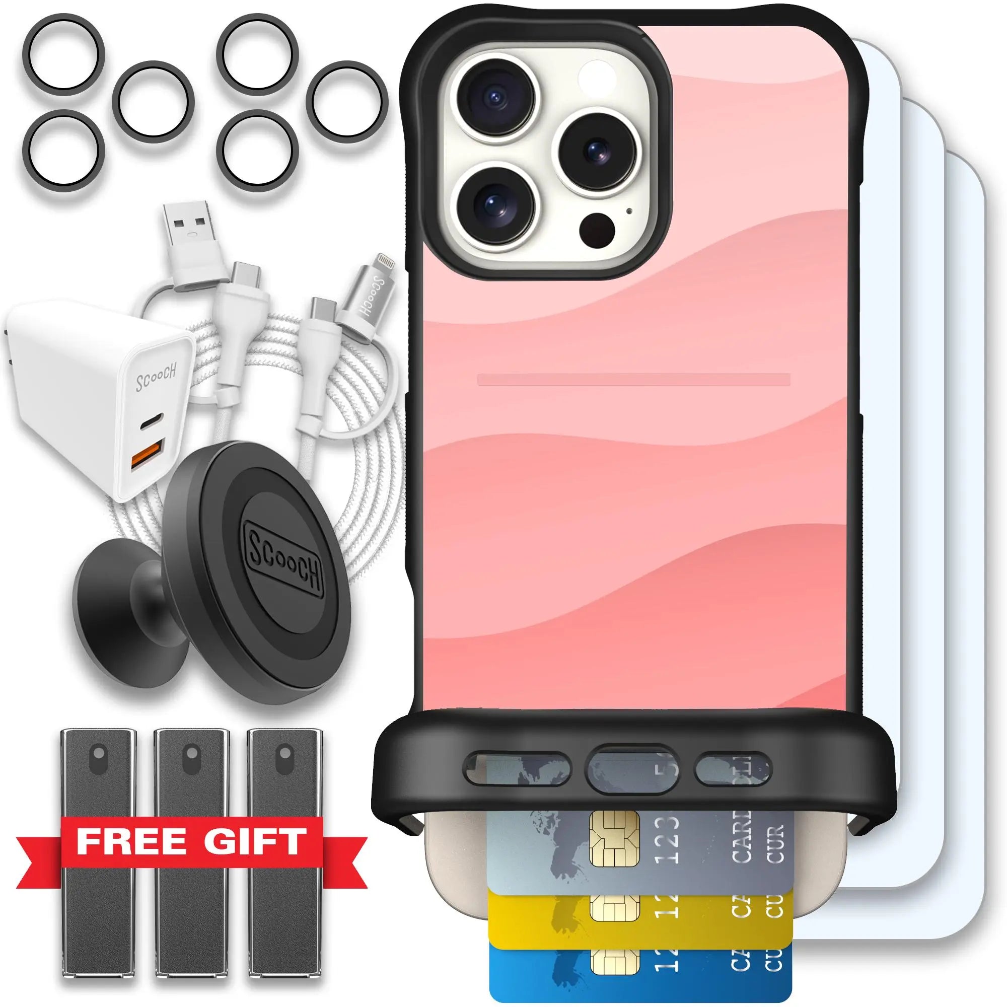 Scooch-Wingmate Ultimate Bundle for iPhone 16 Pro Max-Pink-Waves