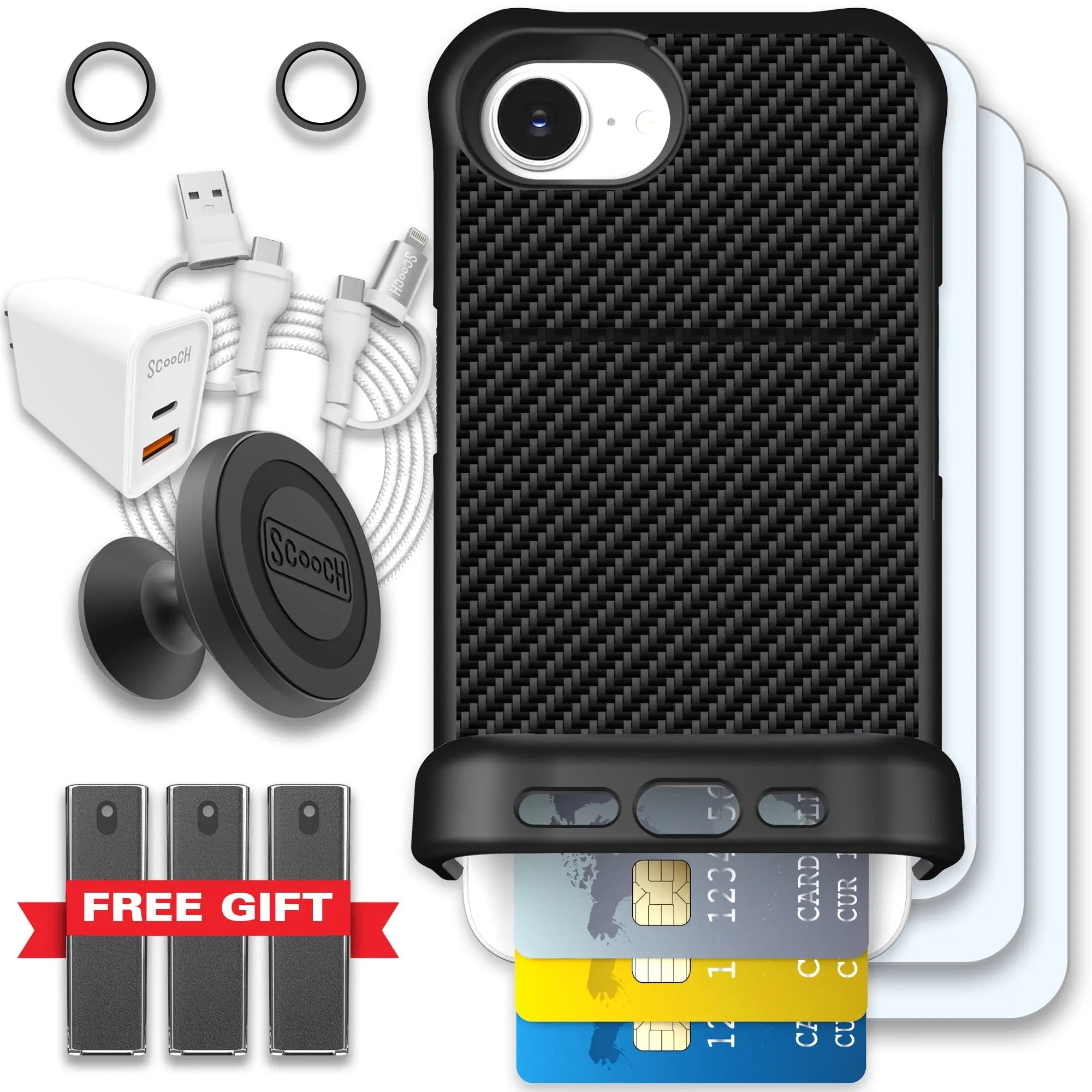 Scooch-Wingmate Ultimate Bundle for iPhone 16e-Carbon-Fiber