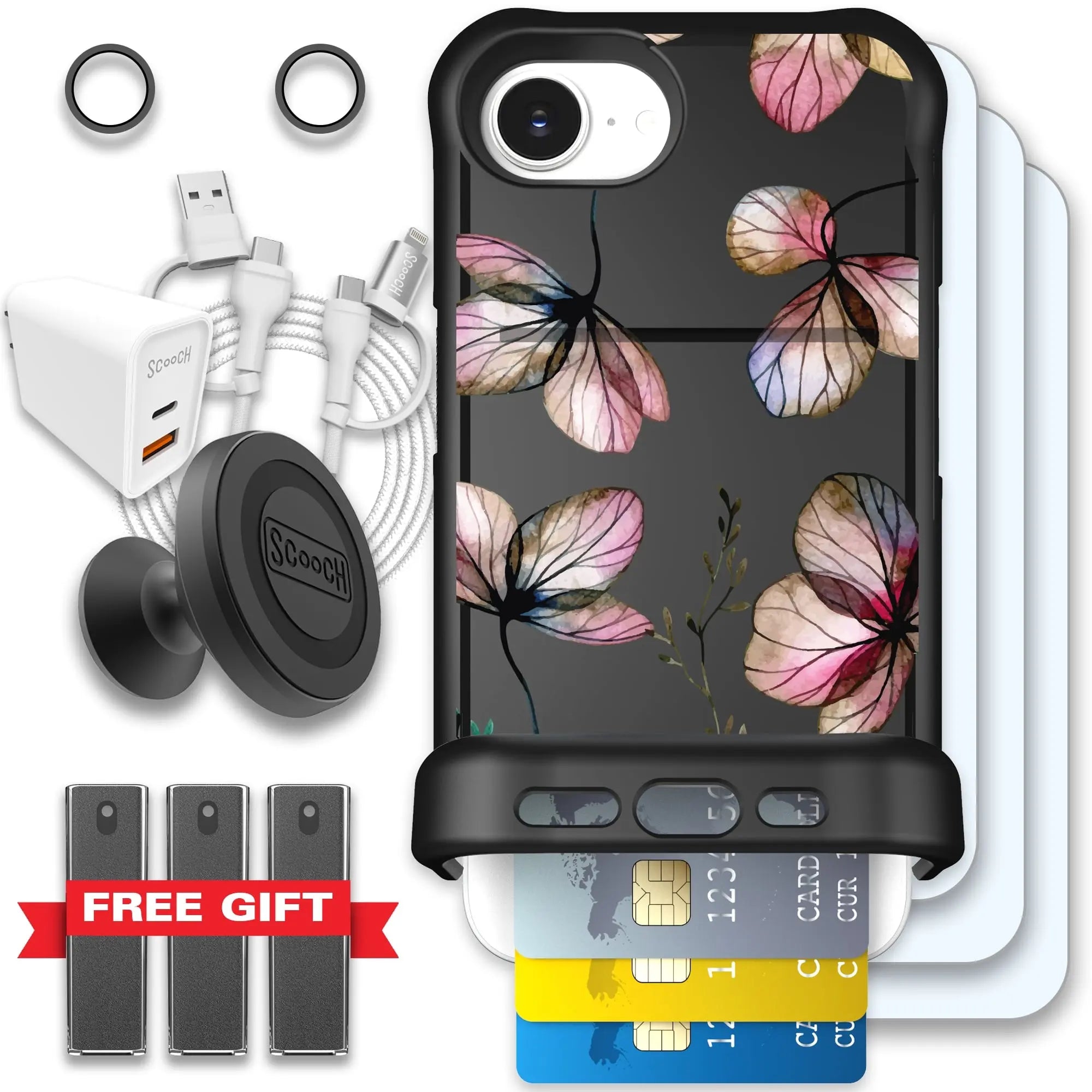 Scooch-Wingmate Ultimate Bundle for iPhone 16e-Dried-Flowers