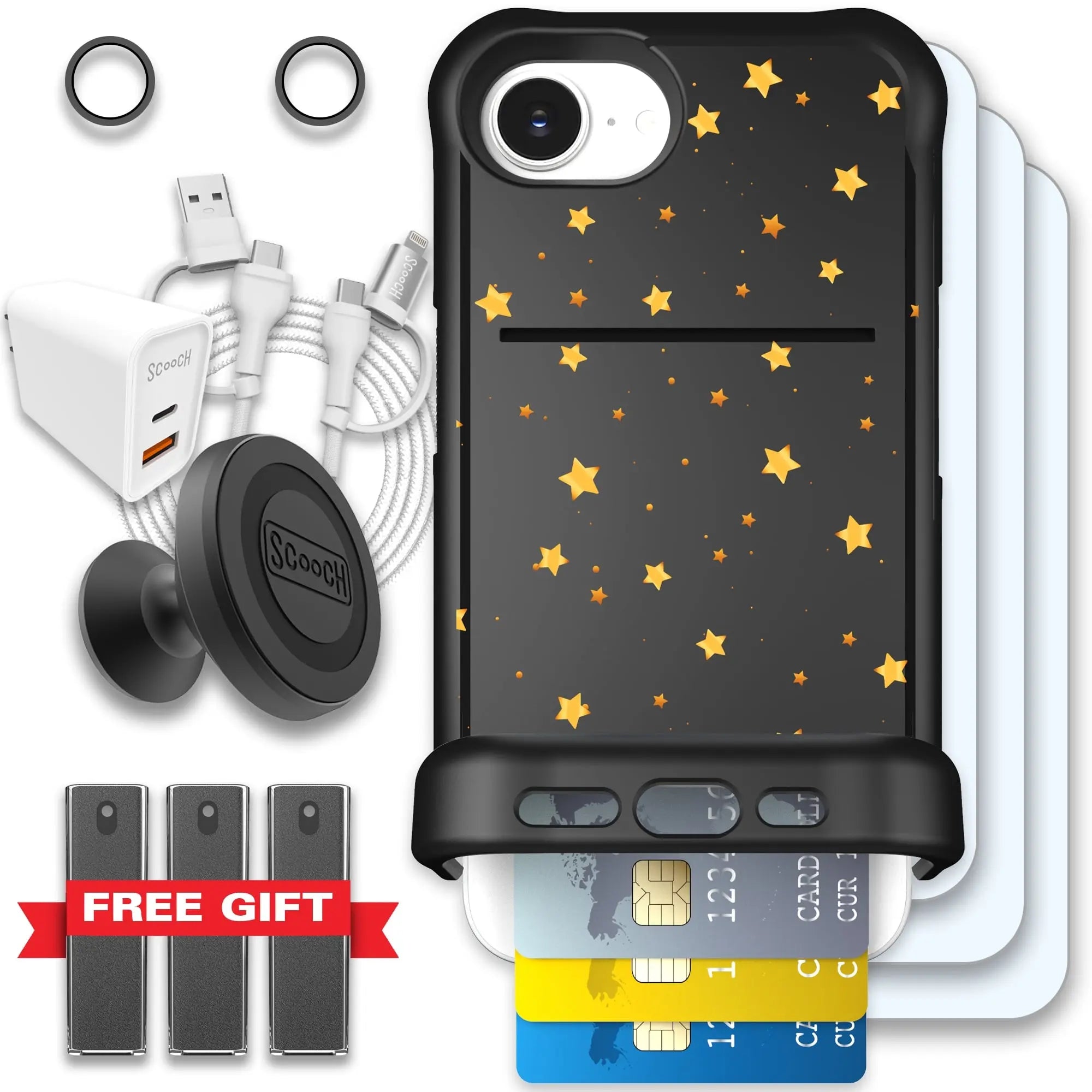 Scooch-Wingmate Ultimate Bundle for iPhone 16e-Gold-Stars