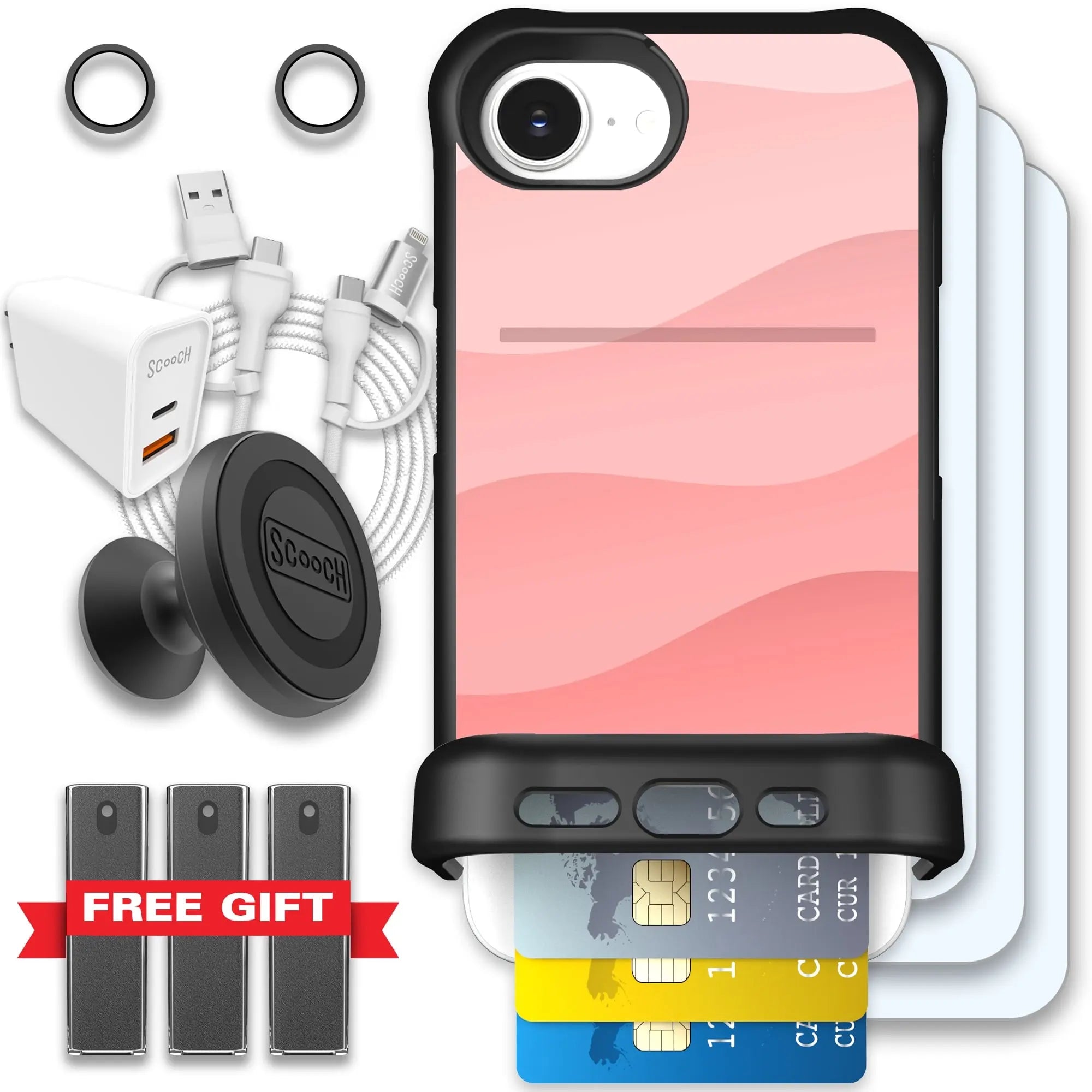 Scooch-Wingmate Ultimate Bundle for iPhone 16e-Pink-Waves