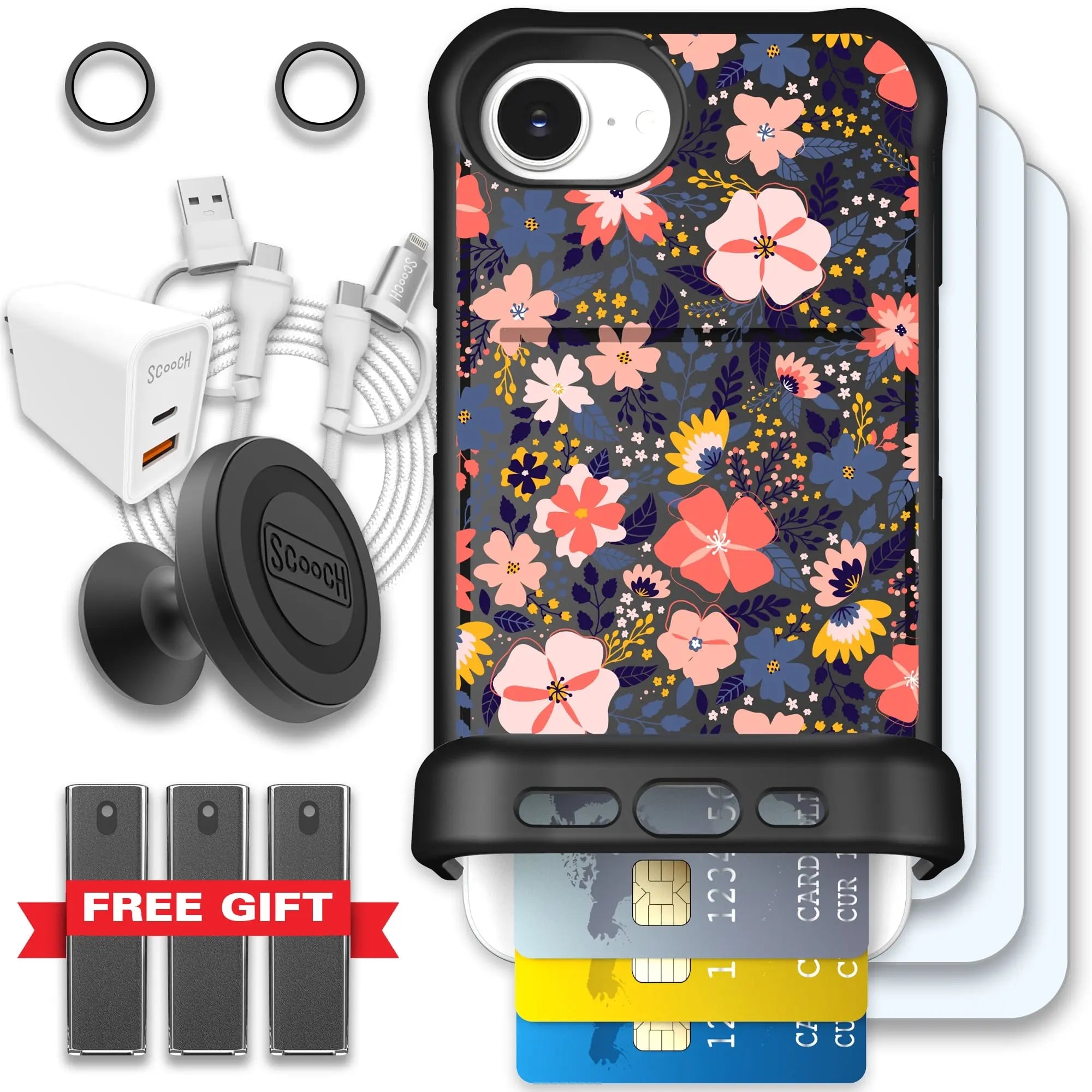 Scooch-Wingmate Ultimate Bundle for iPhone 16e-Wildflowers