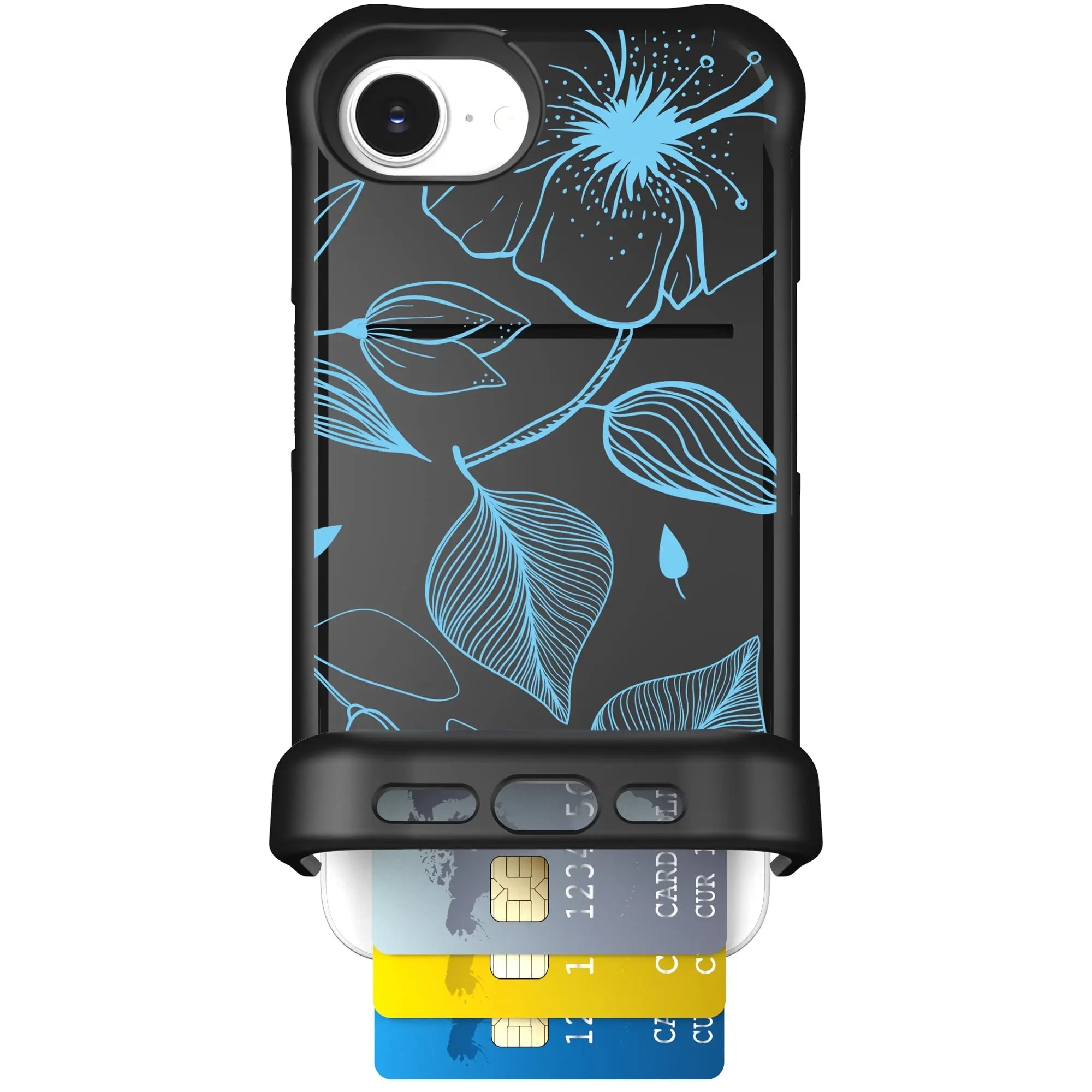 Scooch-Wingmate for iPhone 16e-Blue-Hibiscus