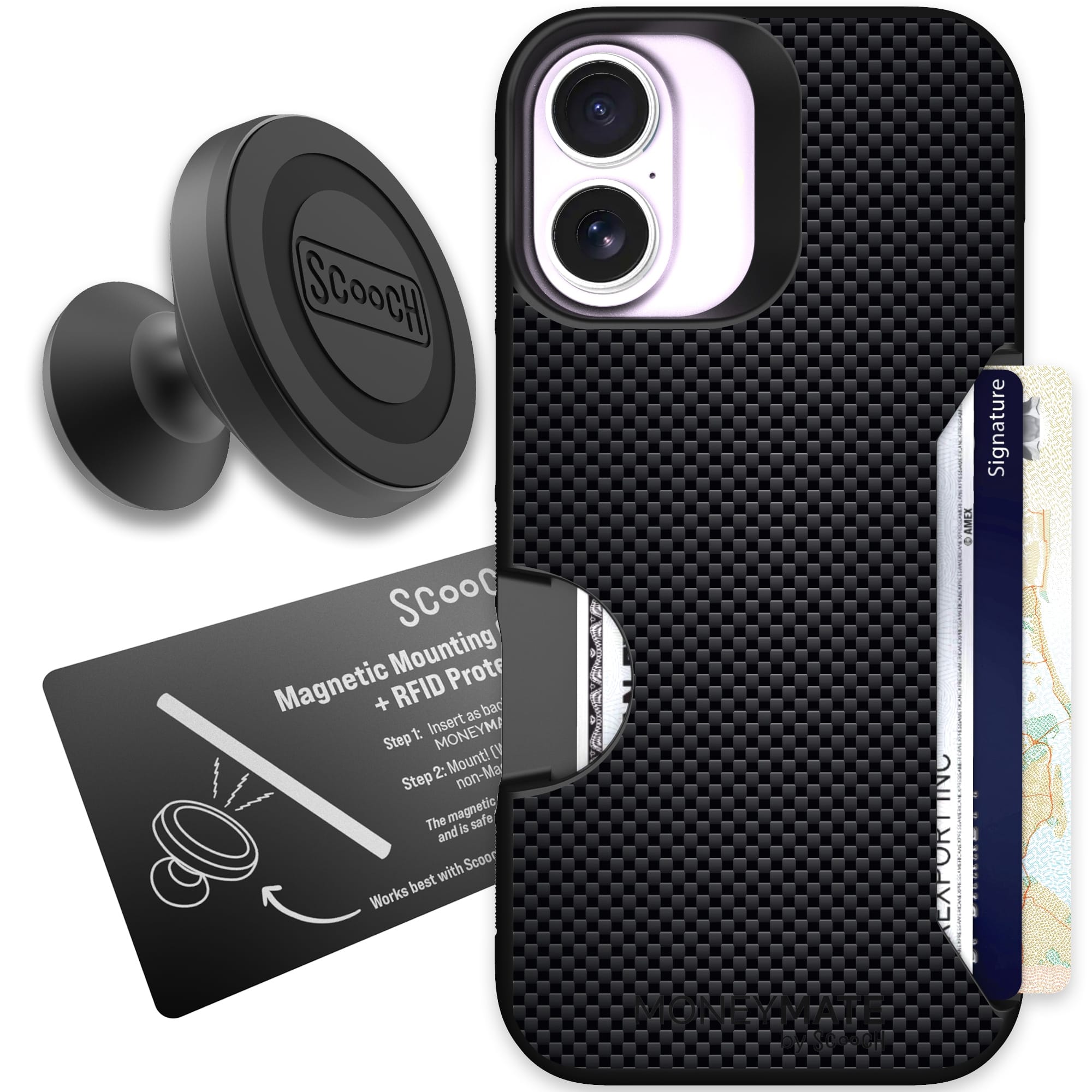Scooch-Moneymate Starter Bundle for iPhone 17-Carbon Fiber