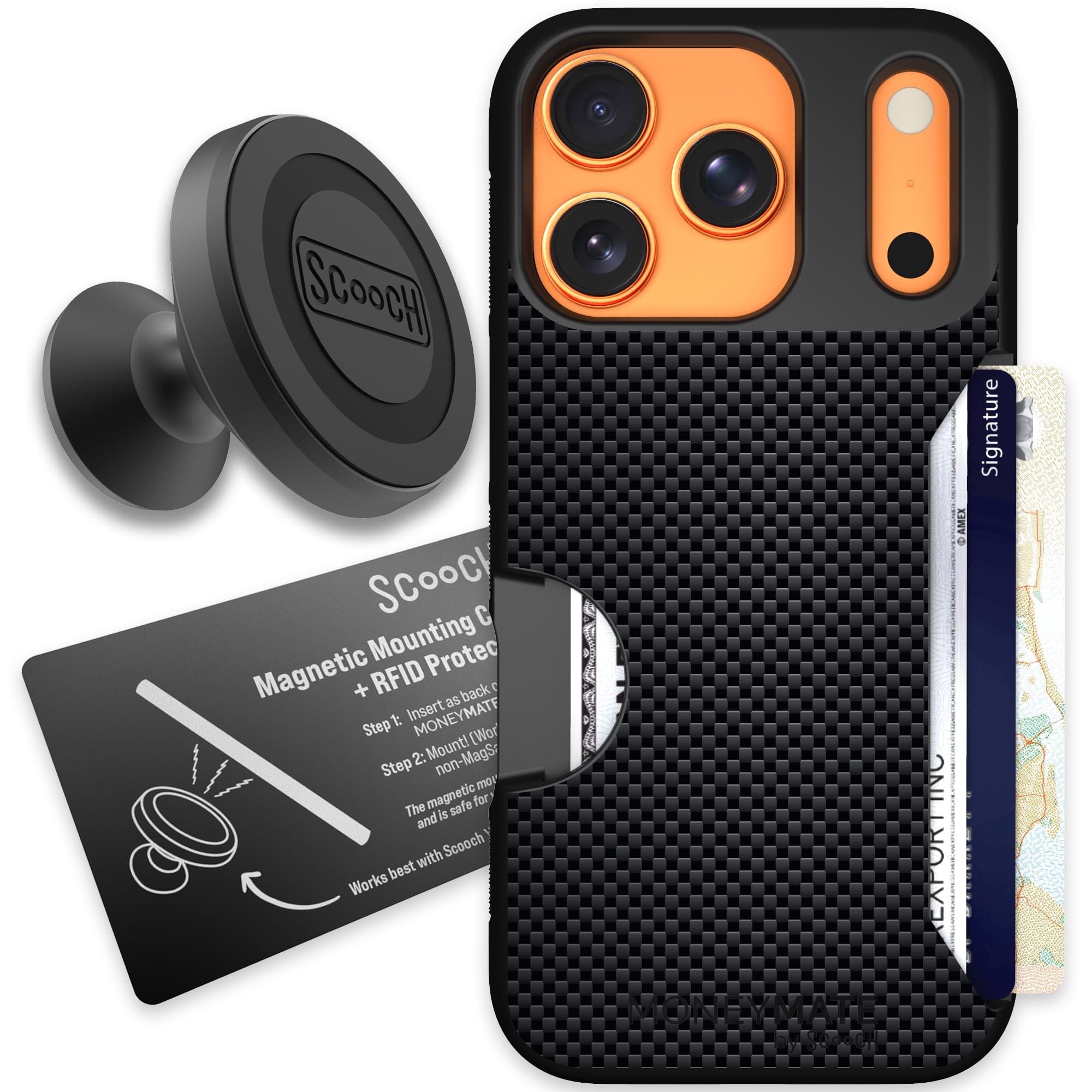 Scooch-Moneymate Starter Bundle for iPhone 17 Pro-Carbon Fiber