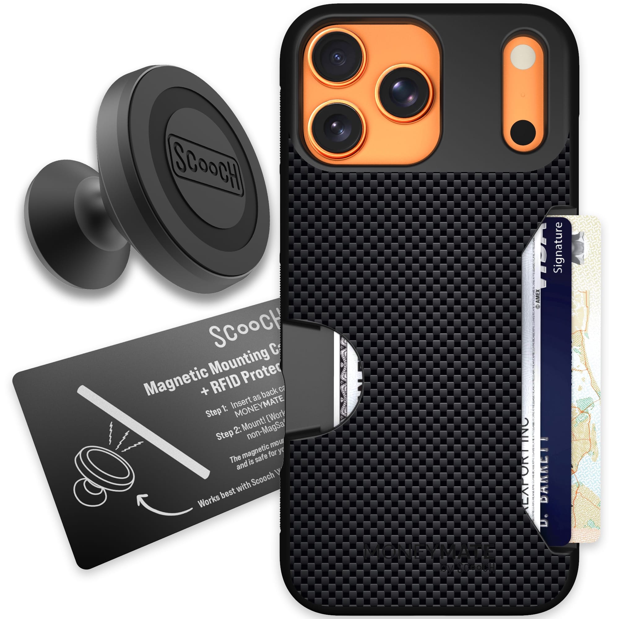 Scooch-Moneymate Starter Bundle for iPhone 17 Pro Max-Carbon Fiber