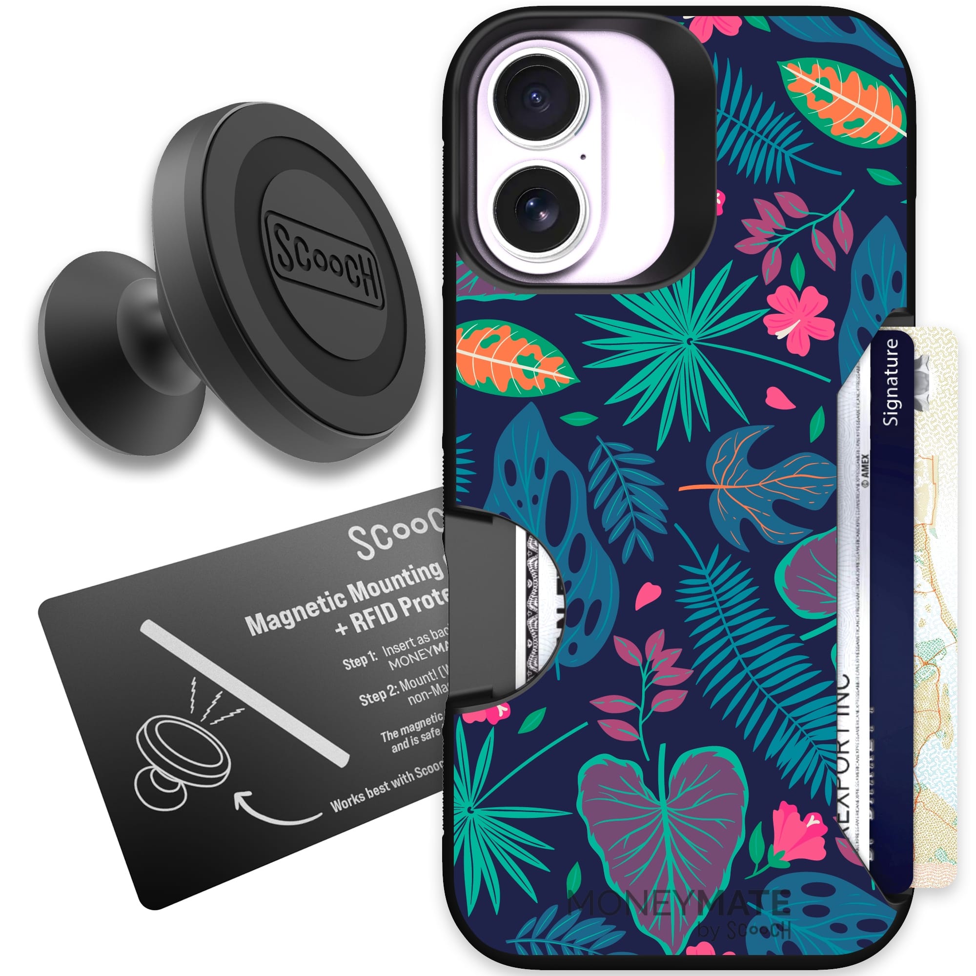 Scooch-Moneymate Starter Bundle for iPhone 17-Tropical Leaves
